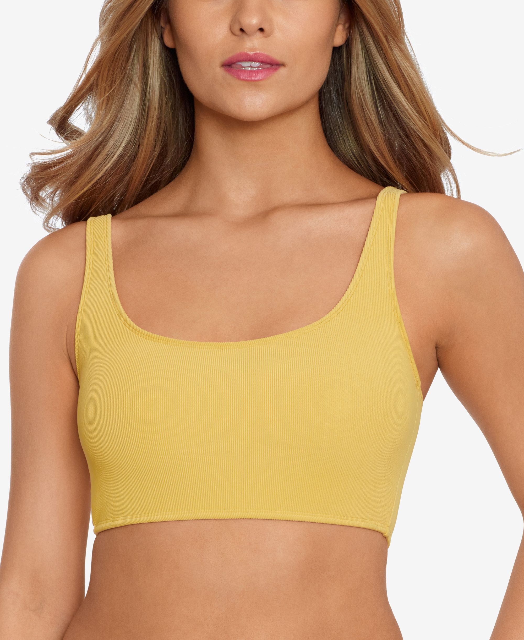 Women's Ribbed Long-Line Bikini Top