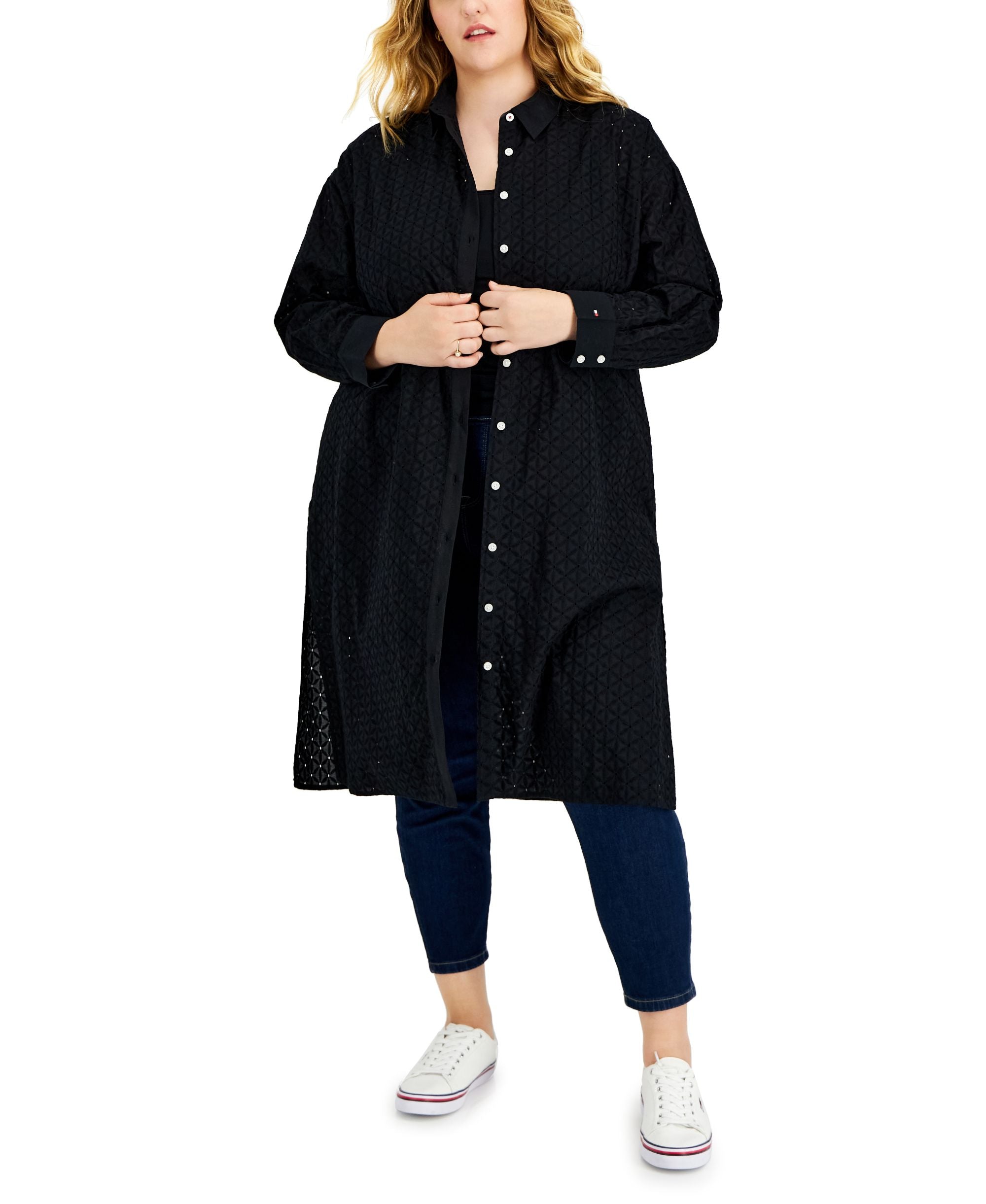 Tommy Hilfiger Plus Size Eyelet Shirt Tunic
