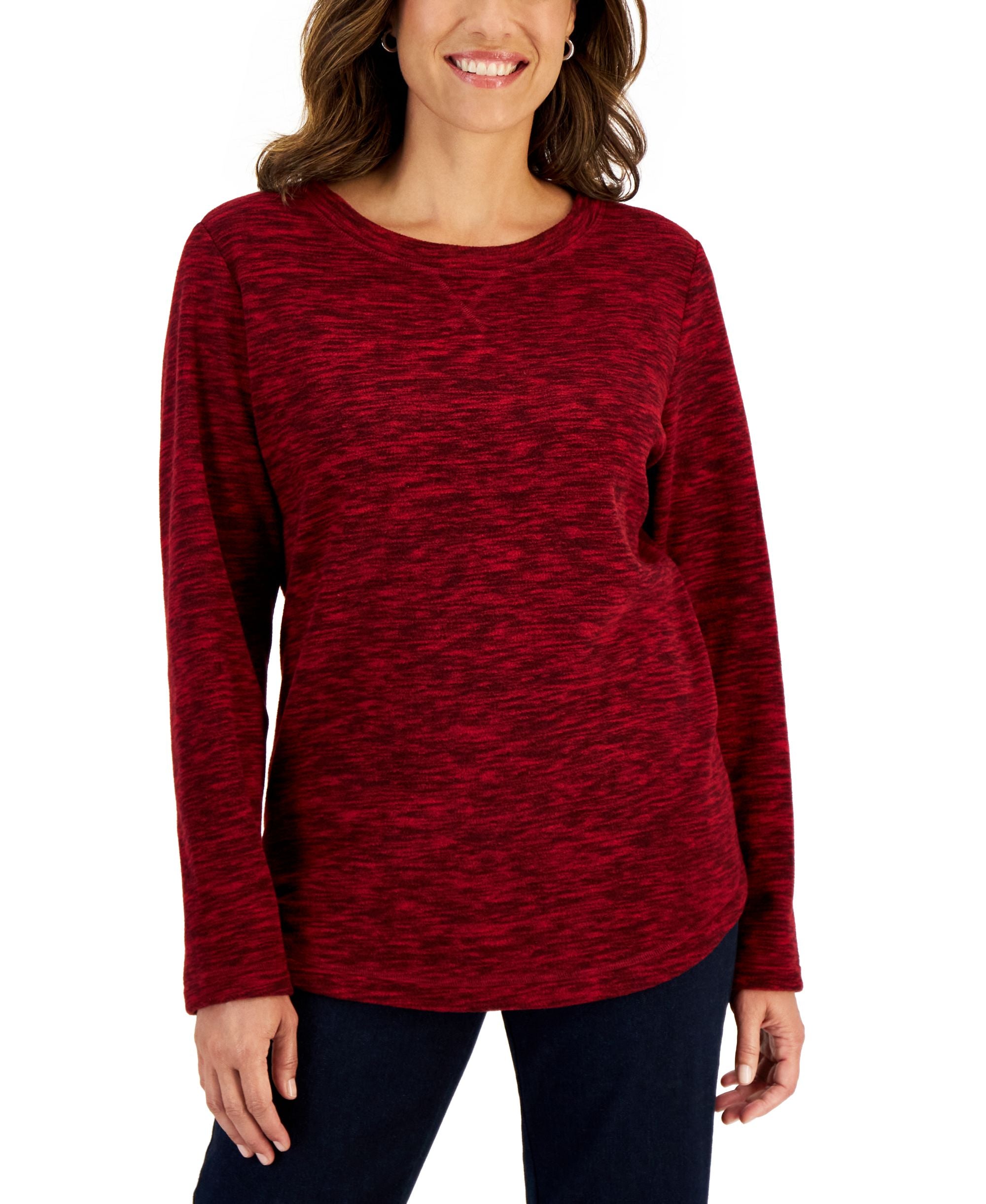 Petite Space-Dyed Microfleece Pullover
