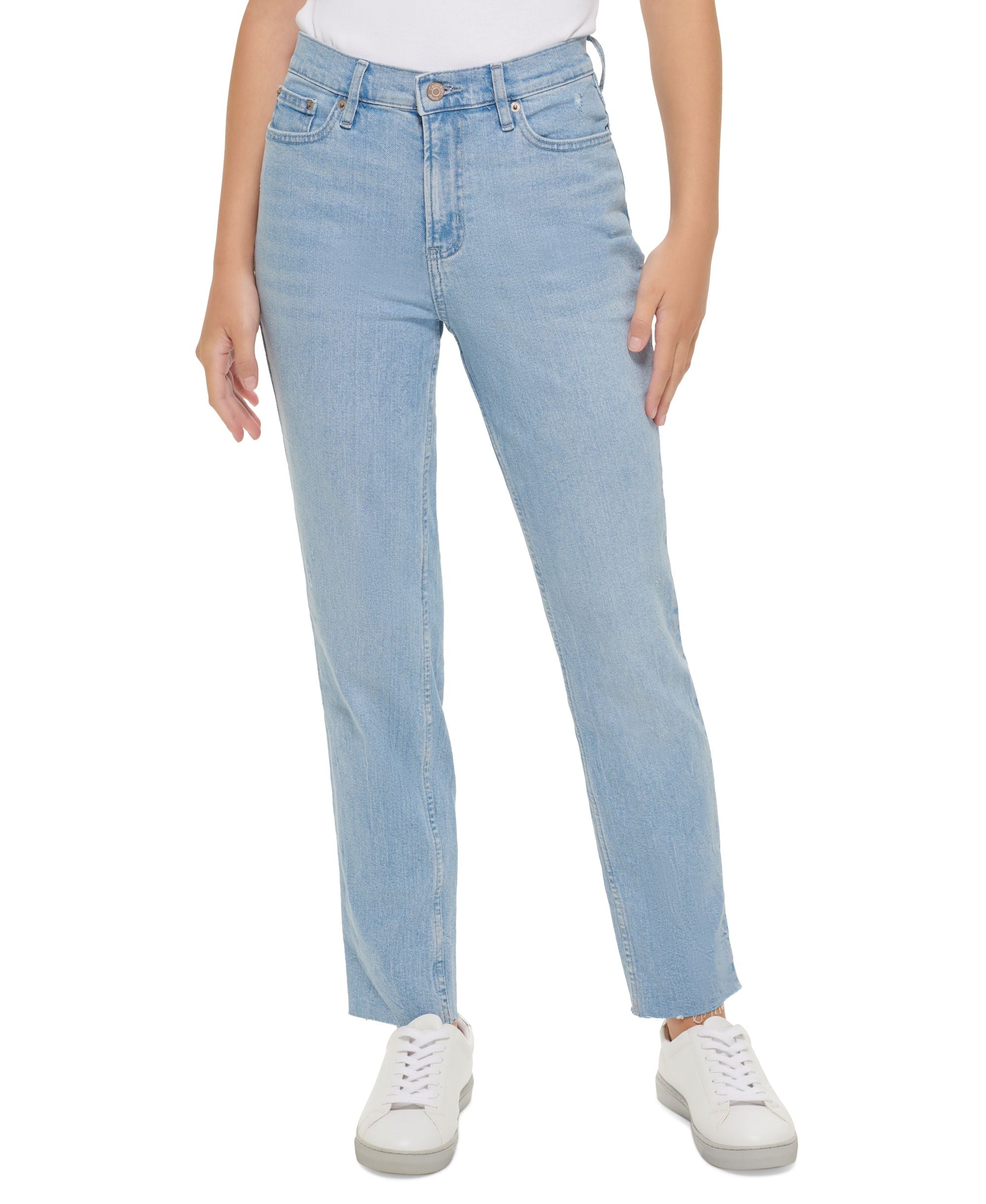 Women's Super High-Rise Slim-Fit Raw-Hem Jeans