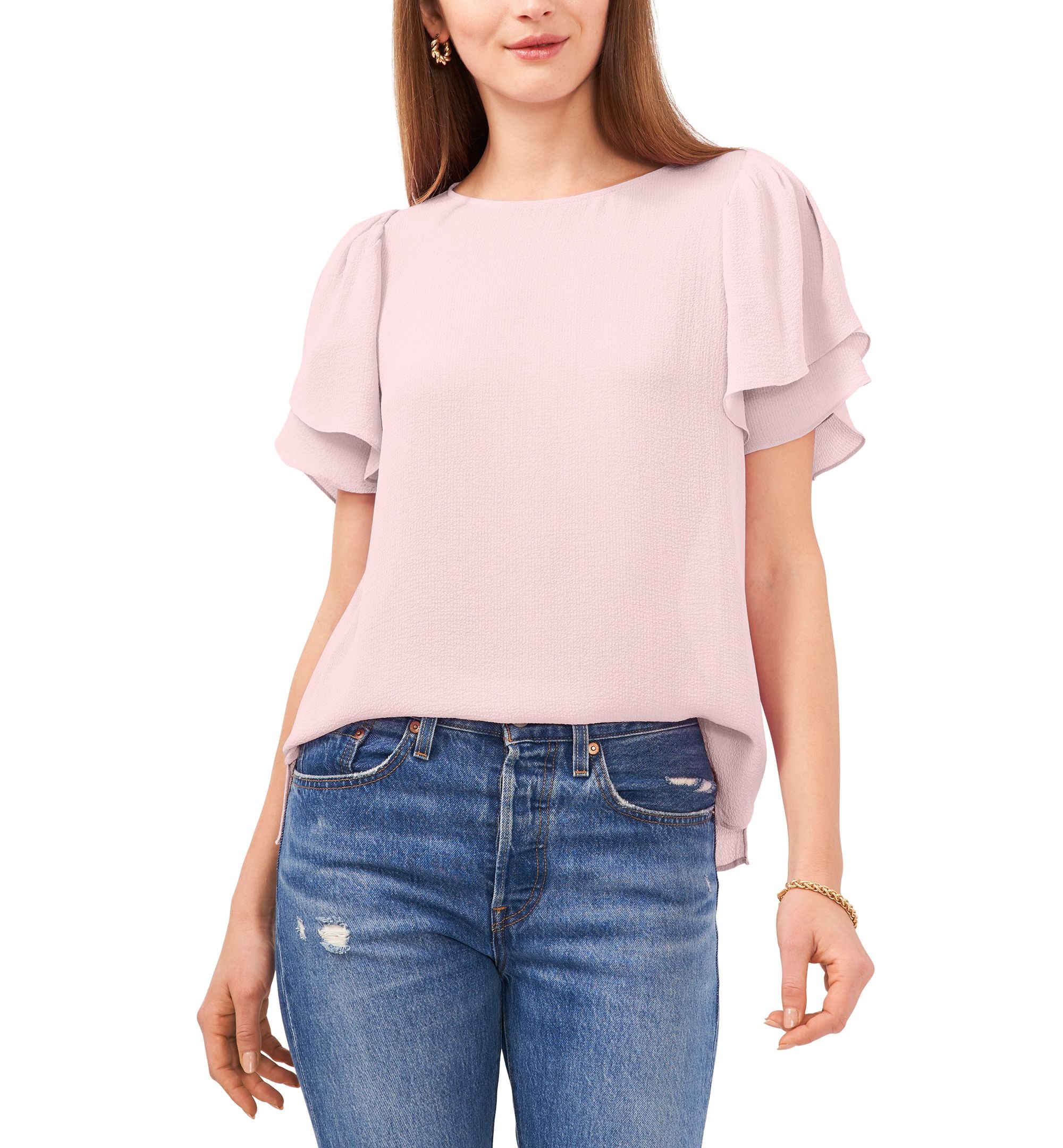 Vince Camuto Womens Tulip-Sleeve Top