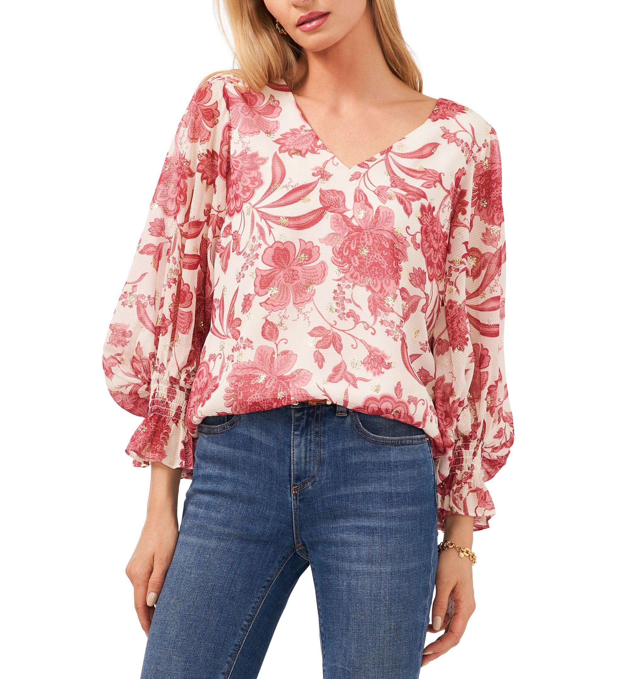 Vince Camuto Gemma Batik Floral Blouse