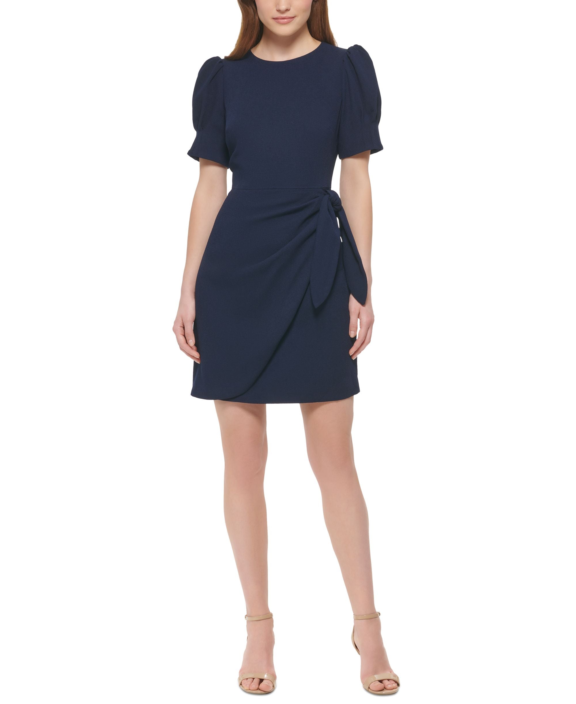 Vince Camuto Womens Puff Sleeve Wrap Style Dress