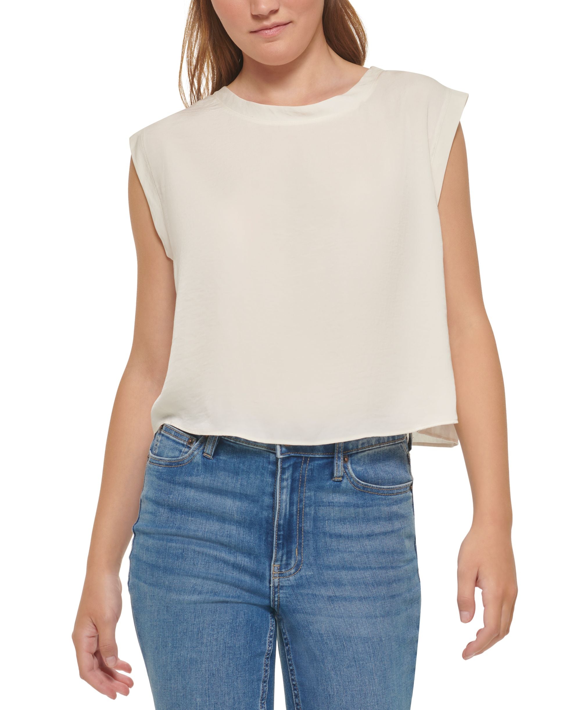 Women's Charmeuse Sleeveless Cropped Top