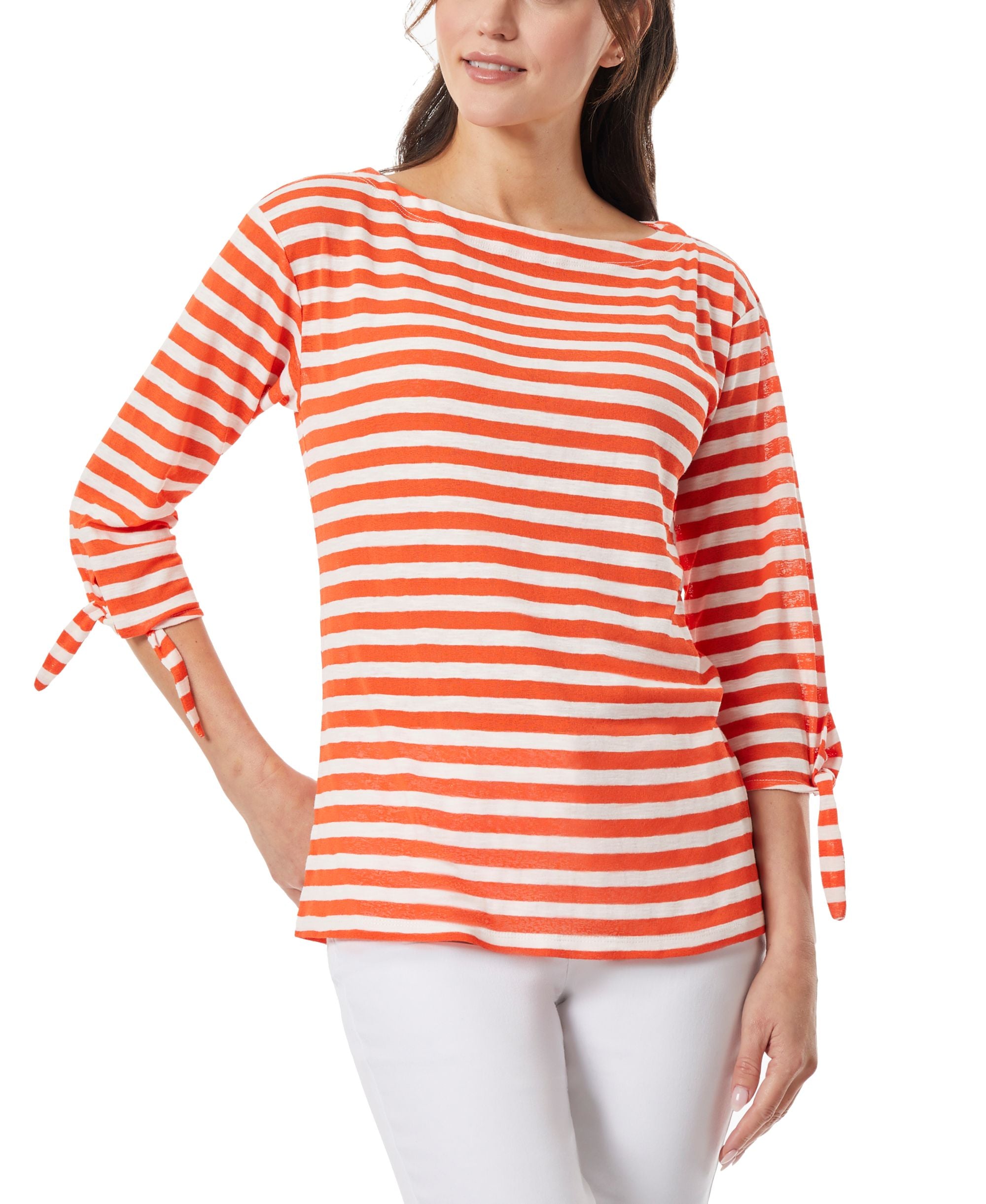 Women's Sedona Stripe Boat Neck Tie Sleeve Top