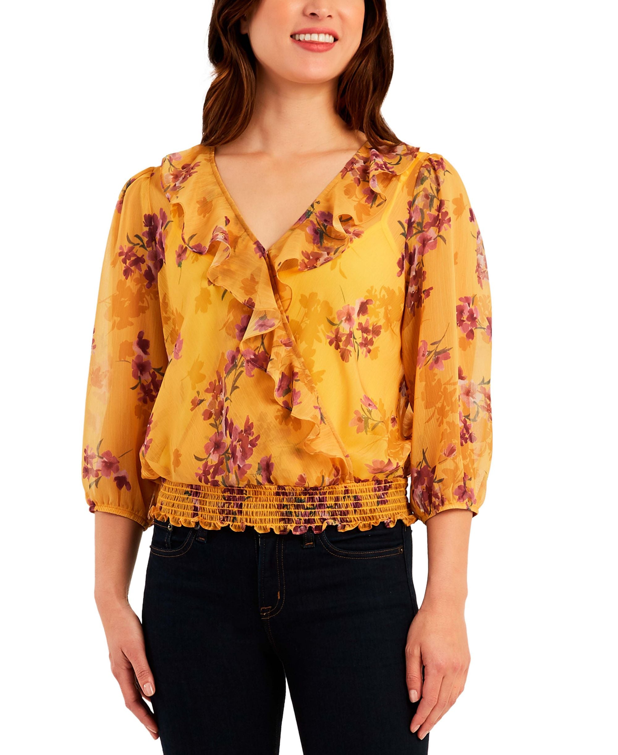 Bcx Juniors' Ruffled Floral Top