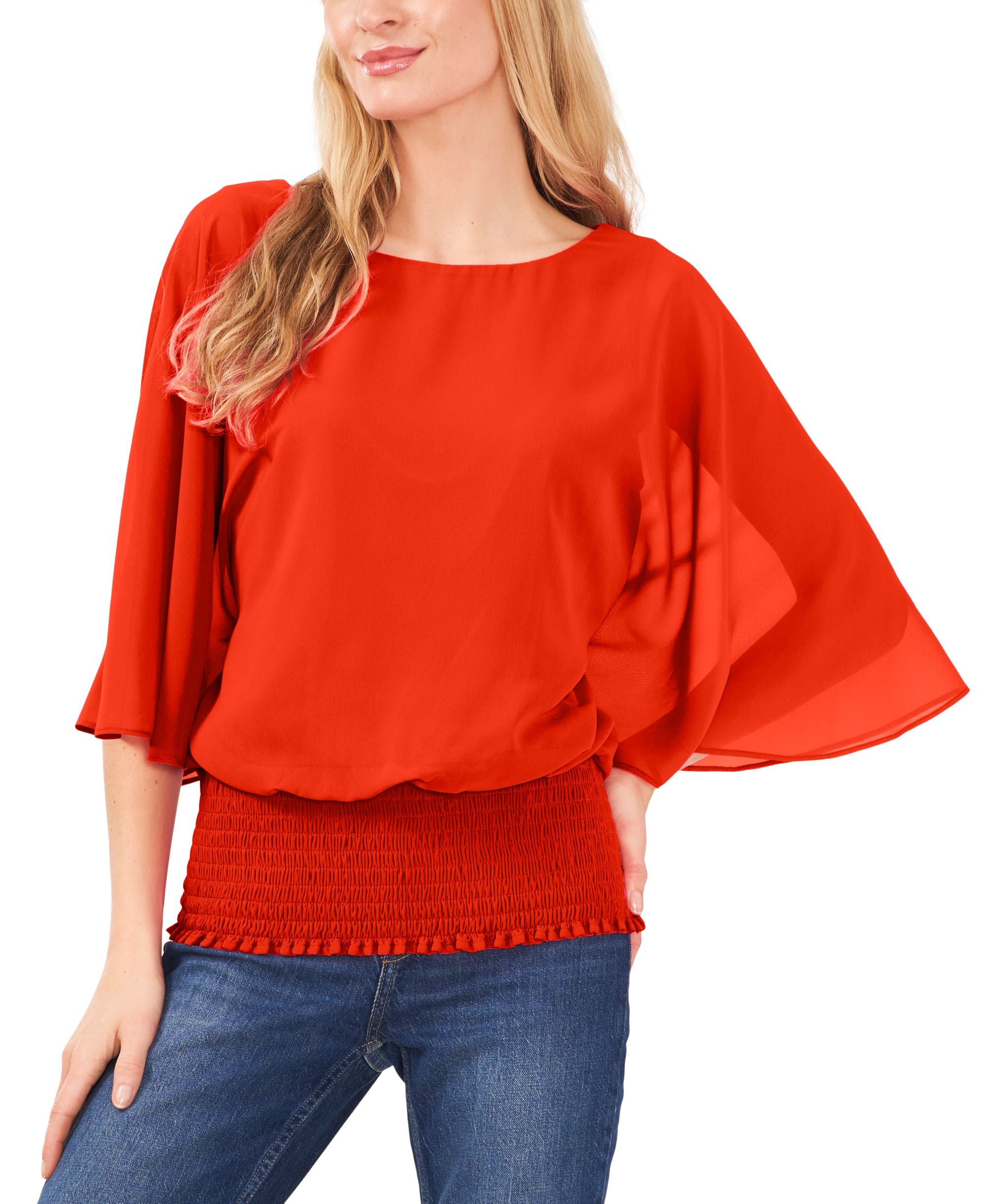 Sam Jess Printed Smocked Waist Top