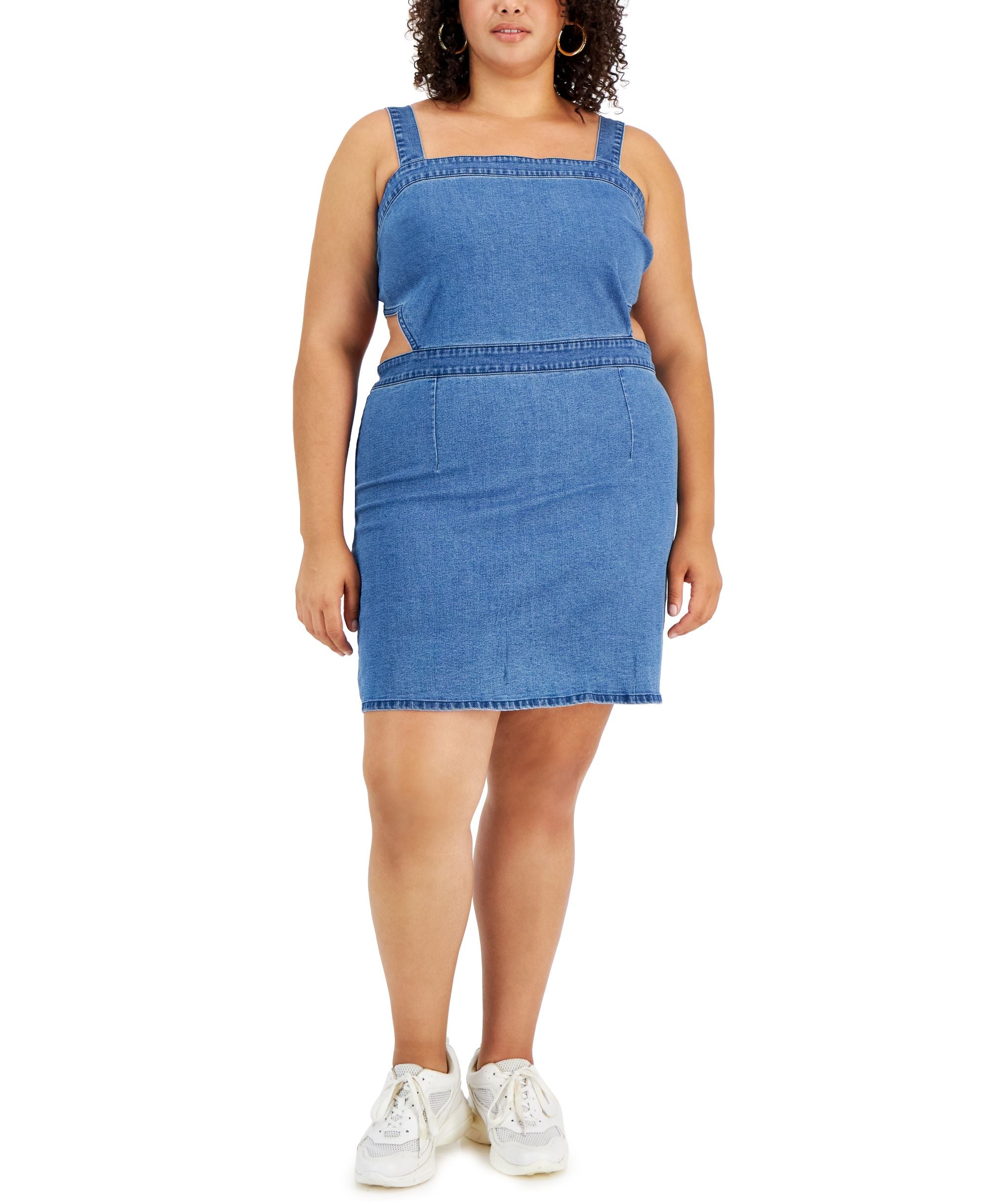 Tinseltown Trendy Plus Size Side Cutout Denim Dress