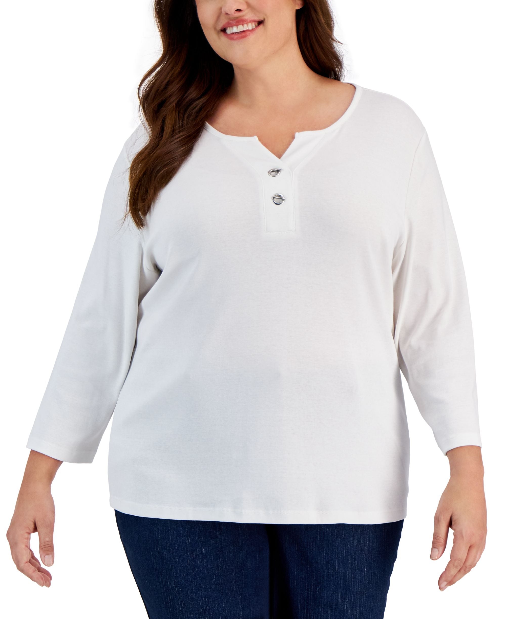 Plus Size Toggle-Neck Top