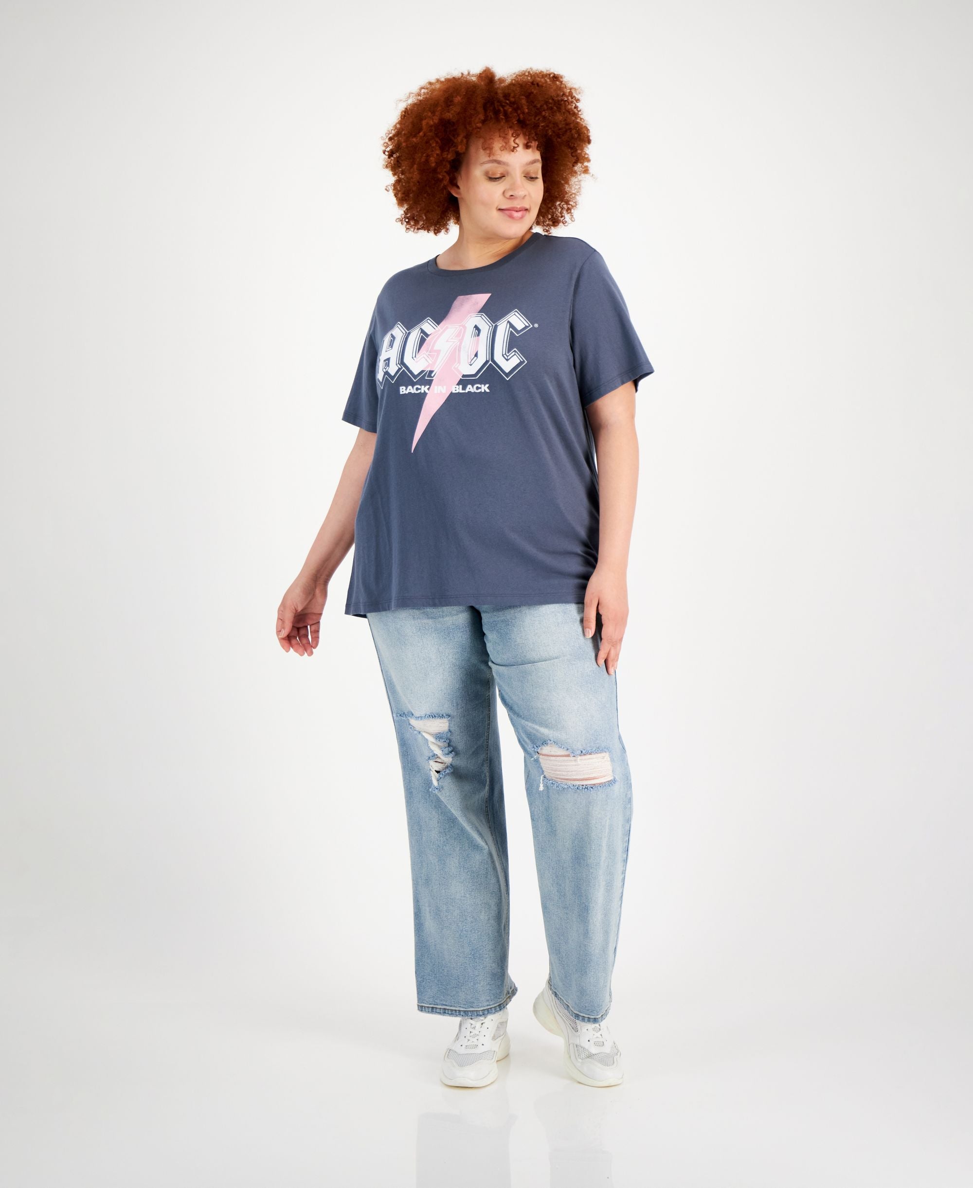 Trendy Plus Size Cotton AC/DC Graphic T-Shirt