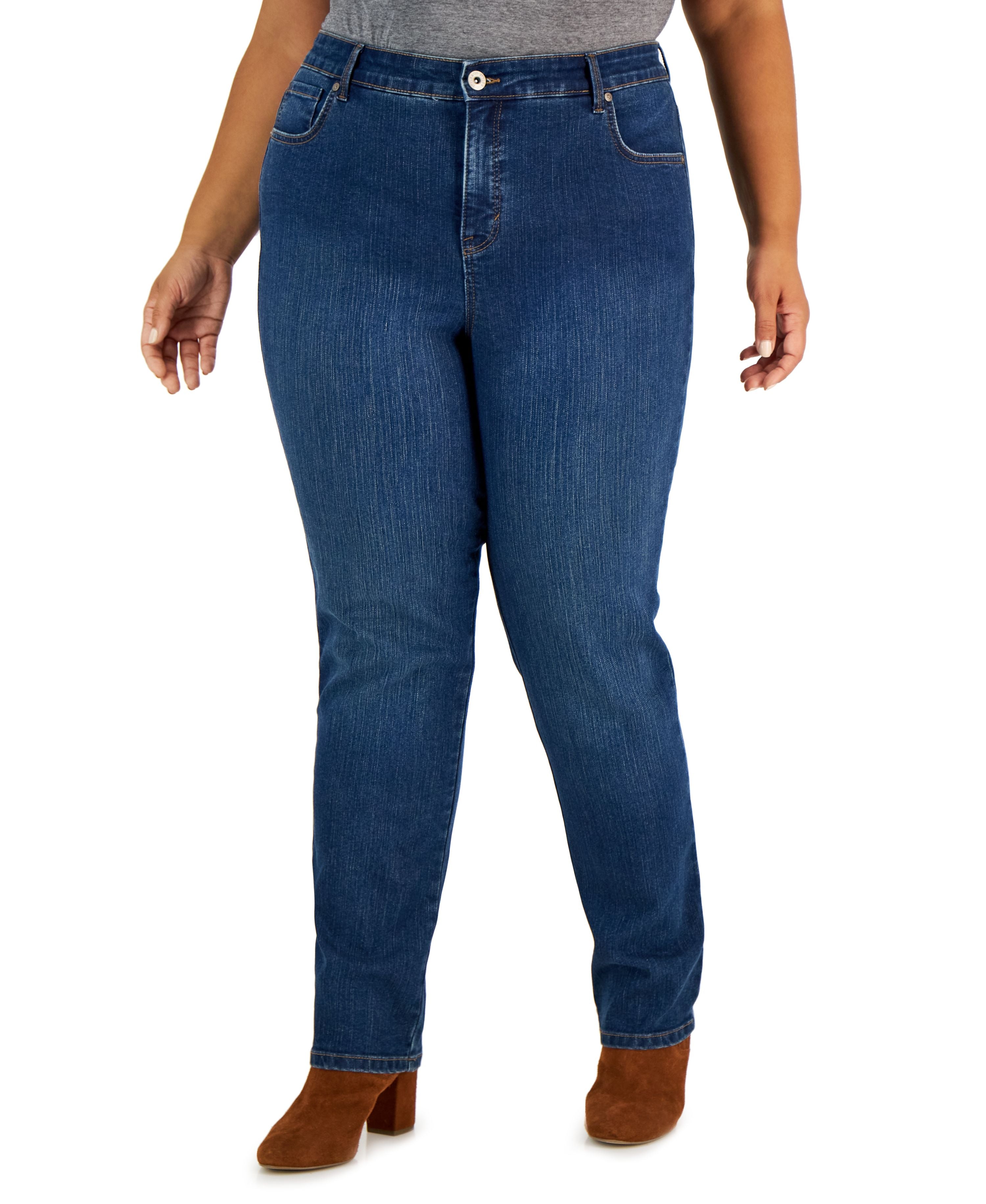 Plus Size High-Rise Straight Jeans