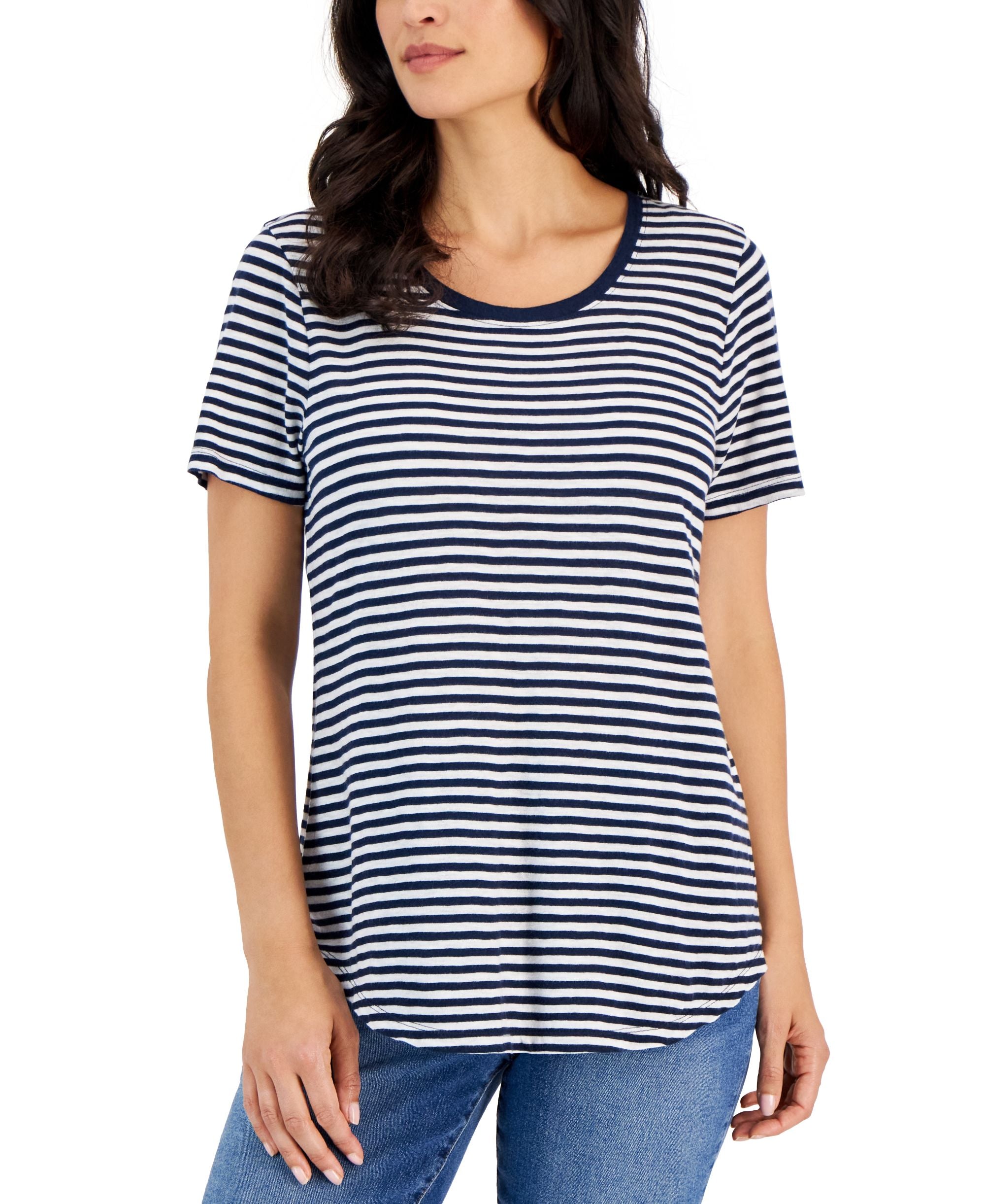 Style & Co Petite Striped Scoopneck T-Shirt