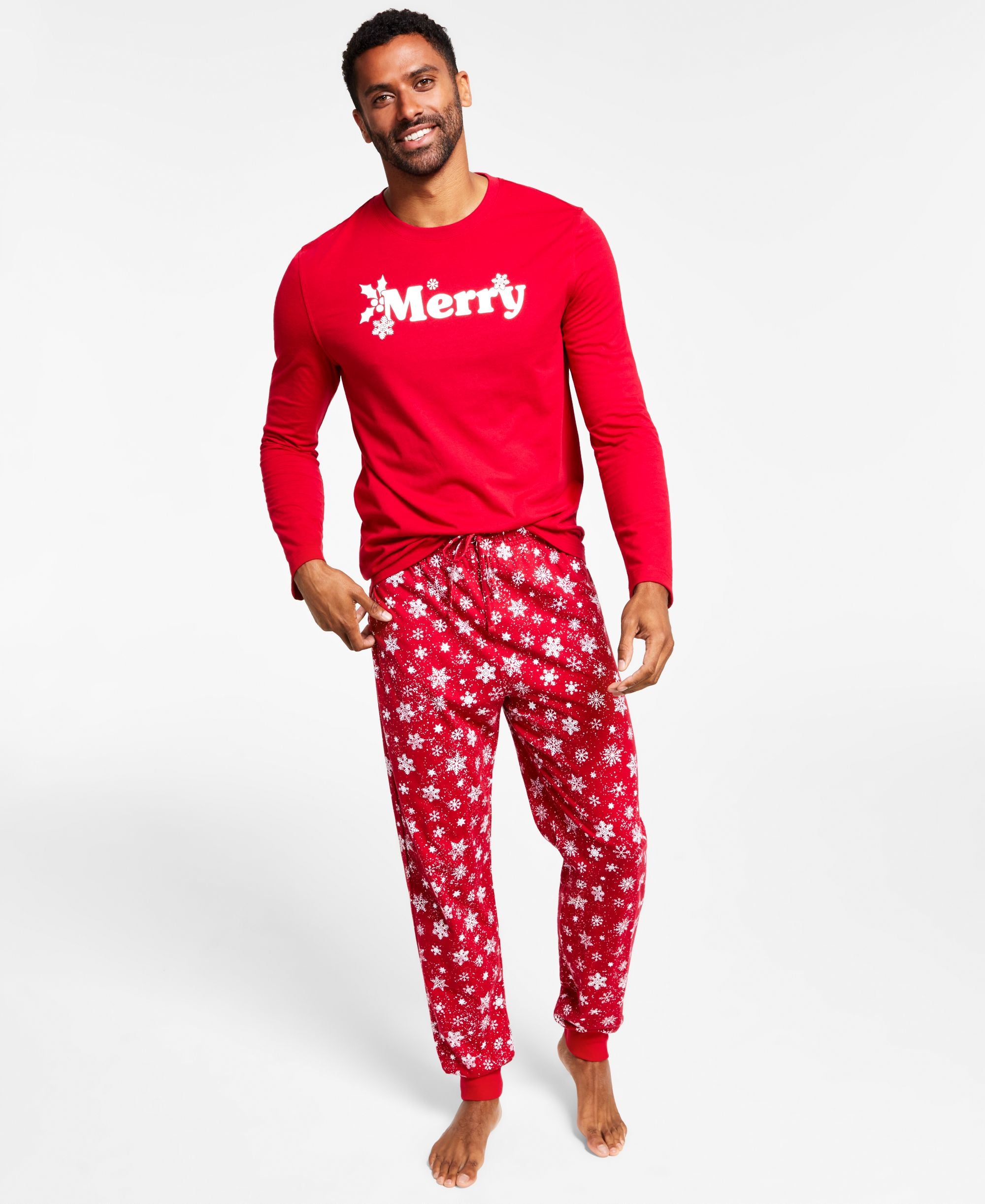 Matching Mens Merry Snowflake Mix It Family Pajama Set