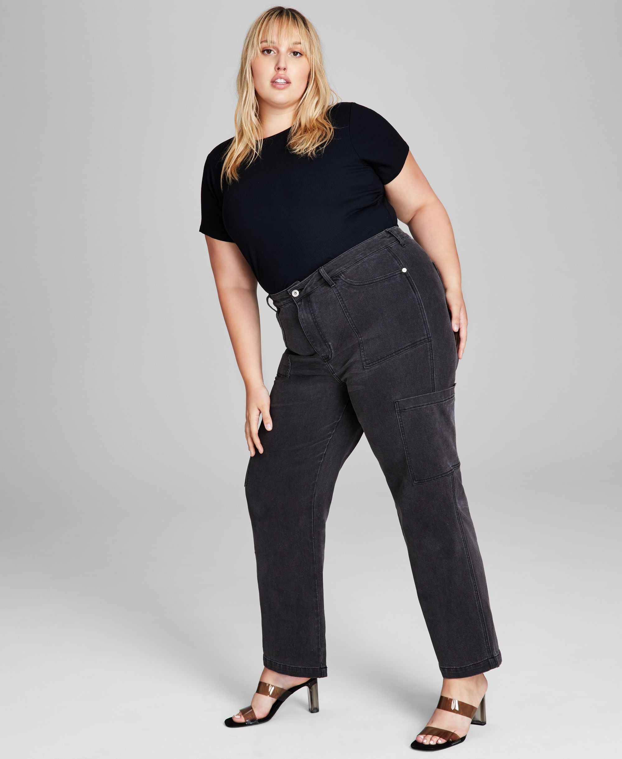 Trendy Plus Size Utility Jeans