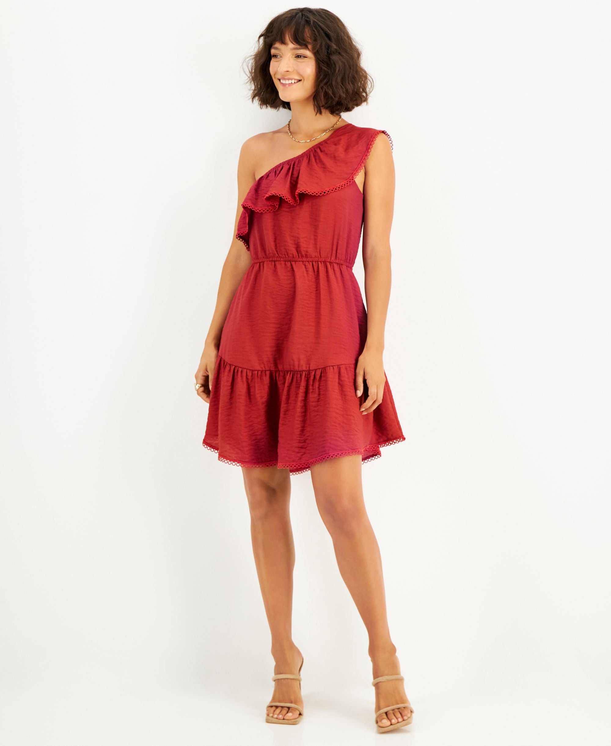 Women's One-Shoulder Ruffled-Hem Dress