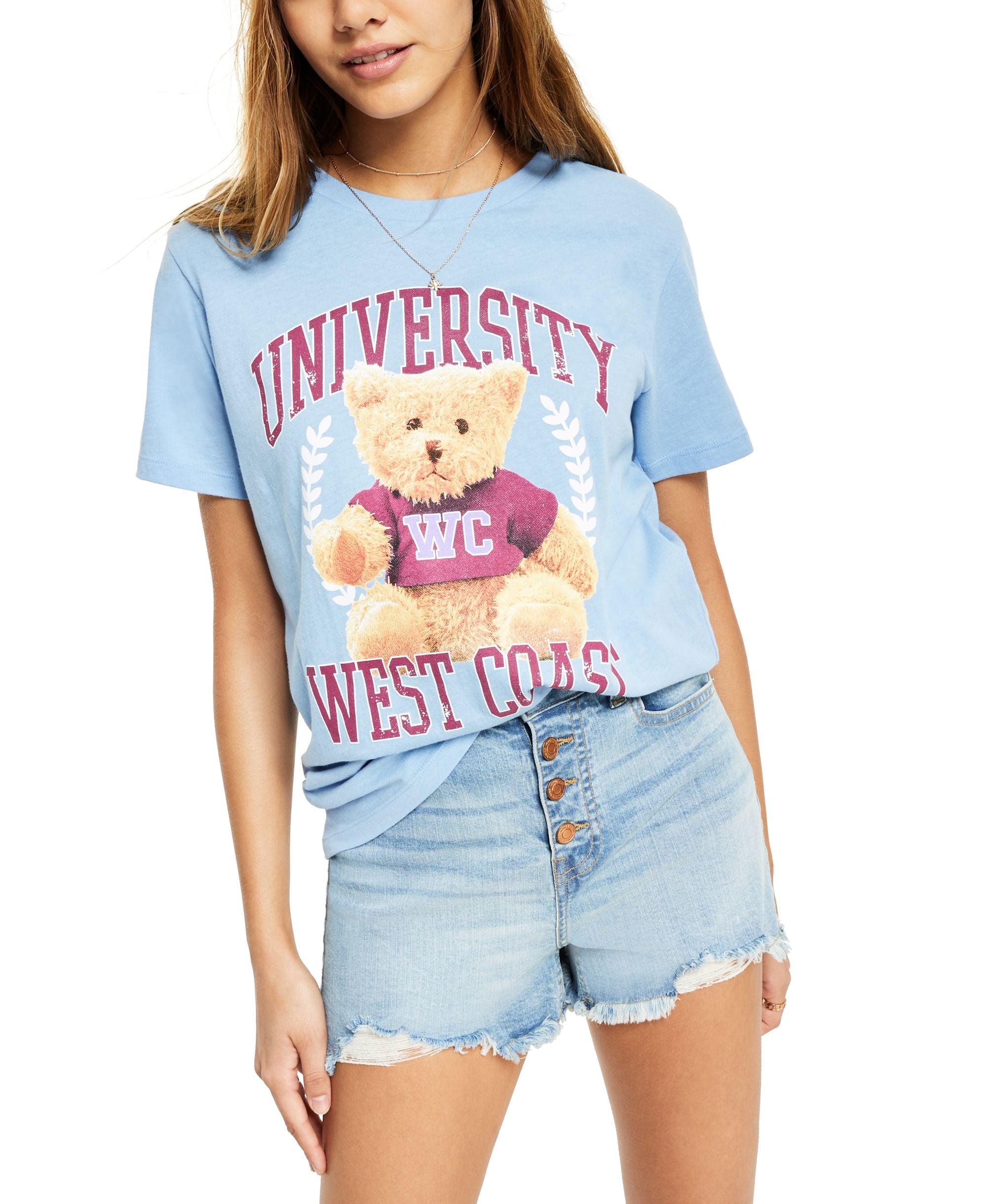 Juniors' Cotton University Teddy Bear T-Shirt