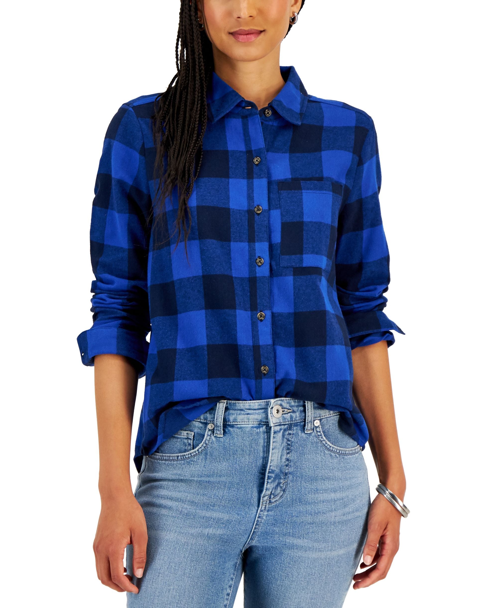 Style & Co Petite Brushed Flannel Perfect Shirt
