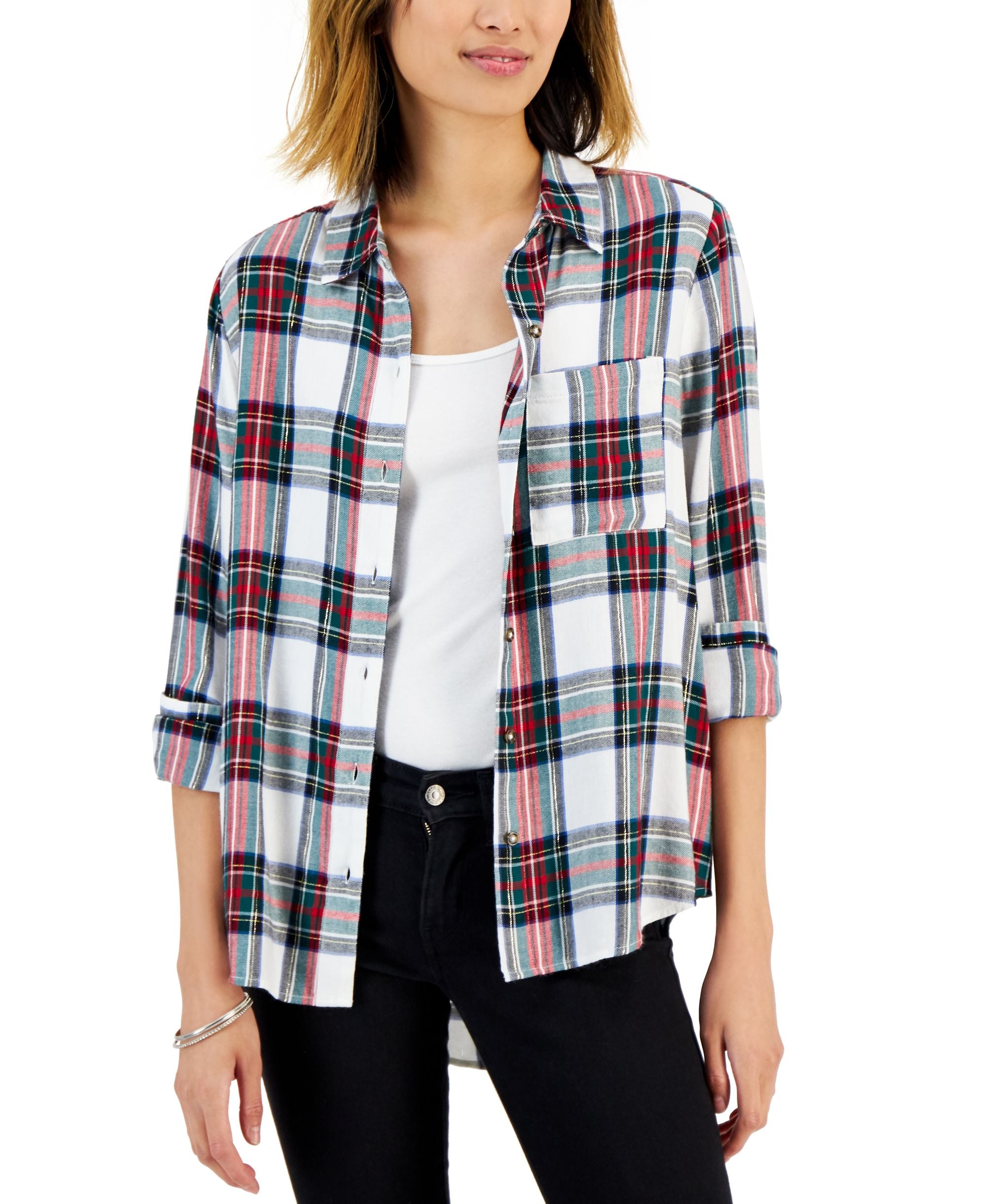Style & Co Petite Plaid Perfect Shirt