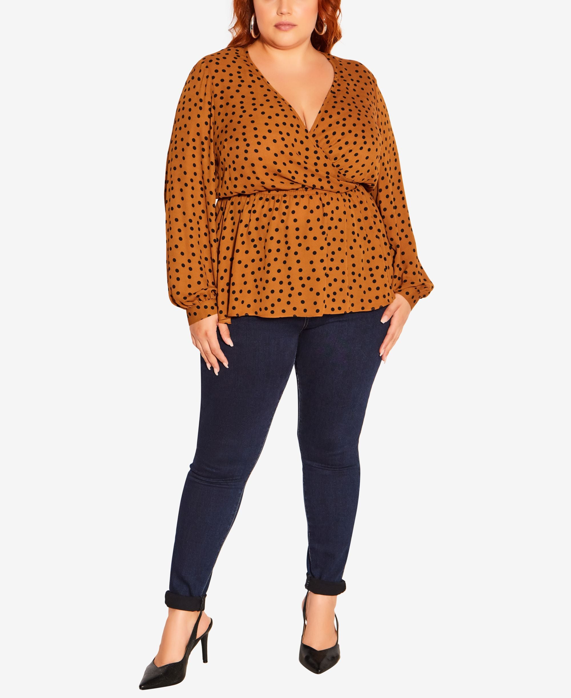 Trendy Plus Size Dotty Wrap Top