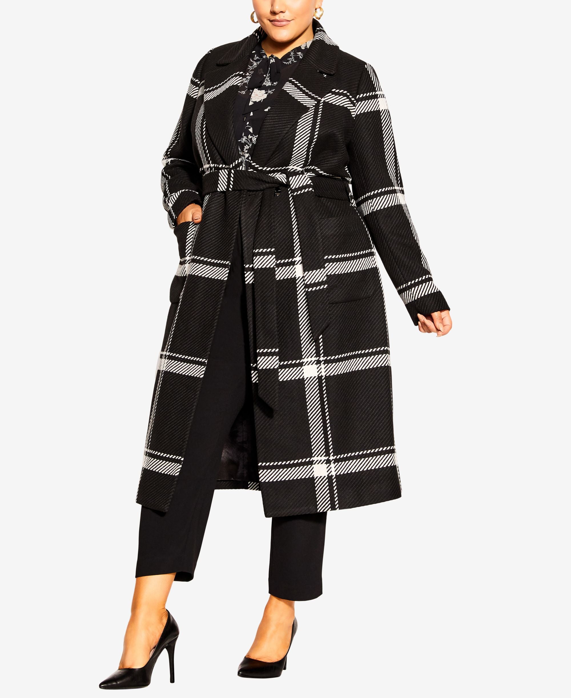 Trendy Plus Size Checkmate Coat