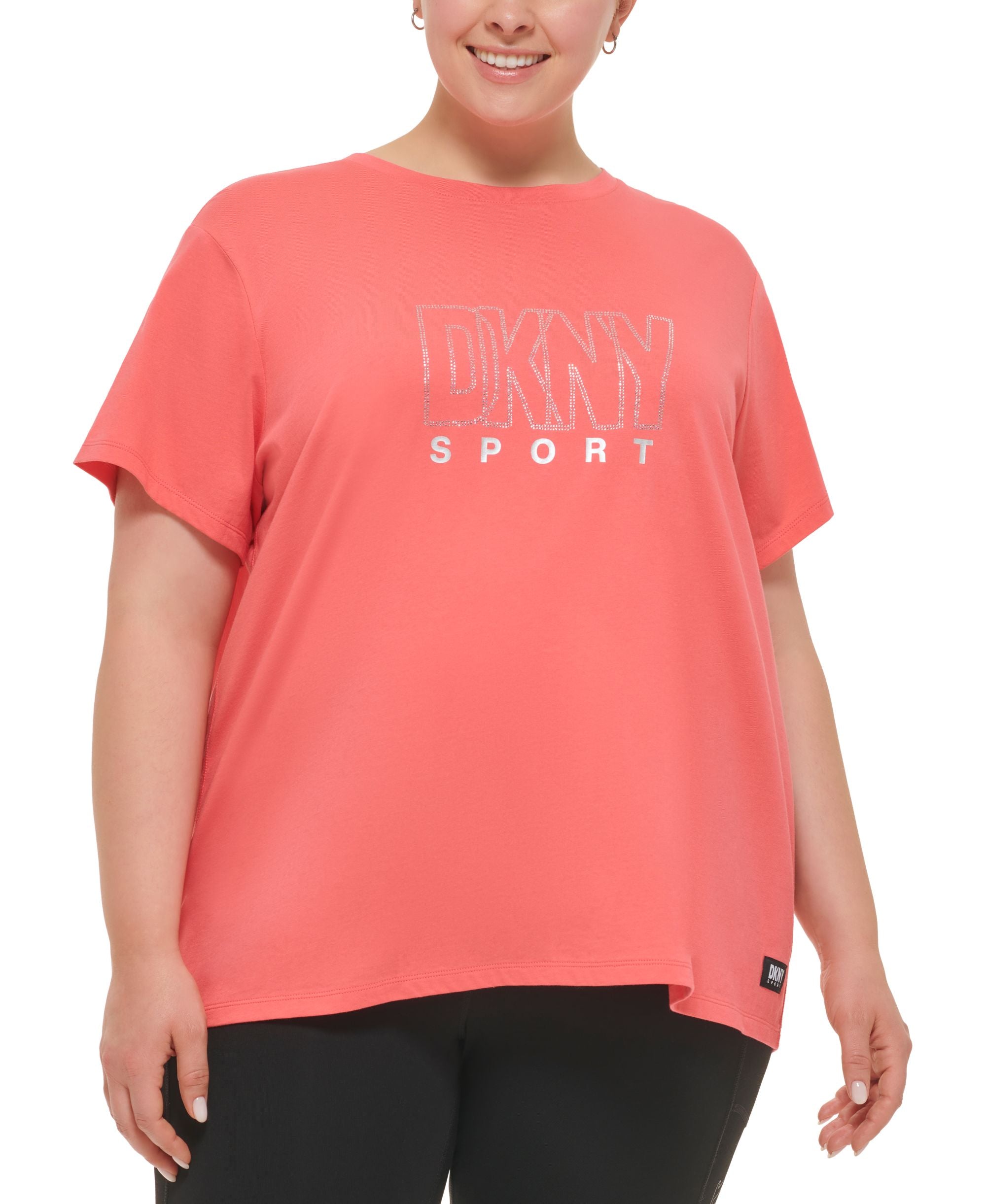 DKNY Sports Plus Size Cotton Embellished Logo T-Shirt