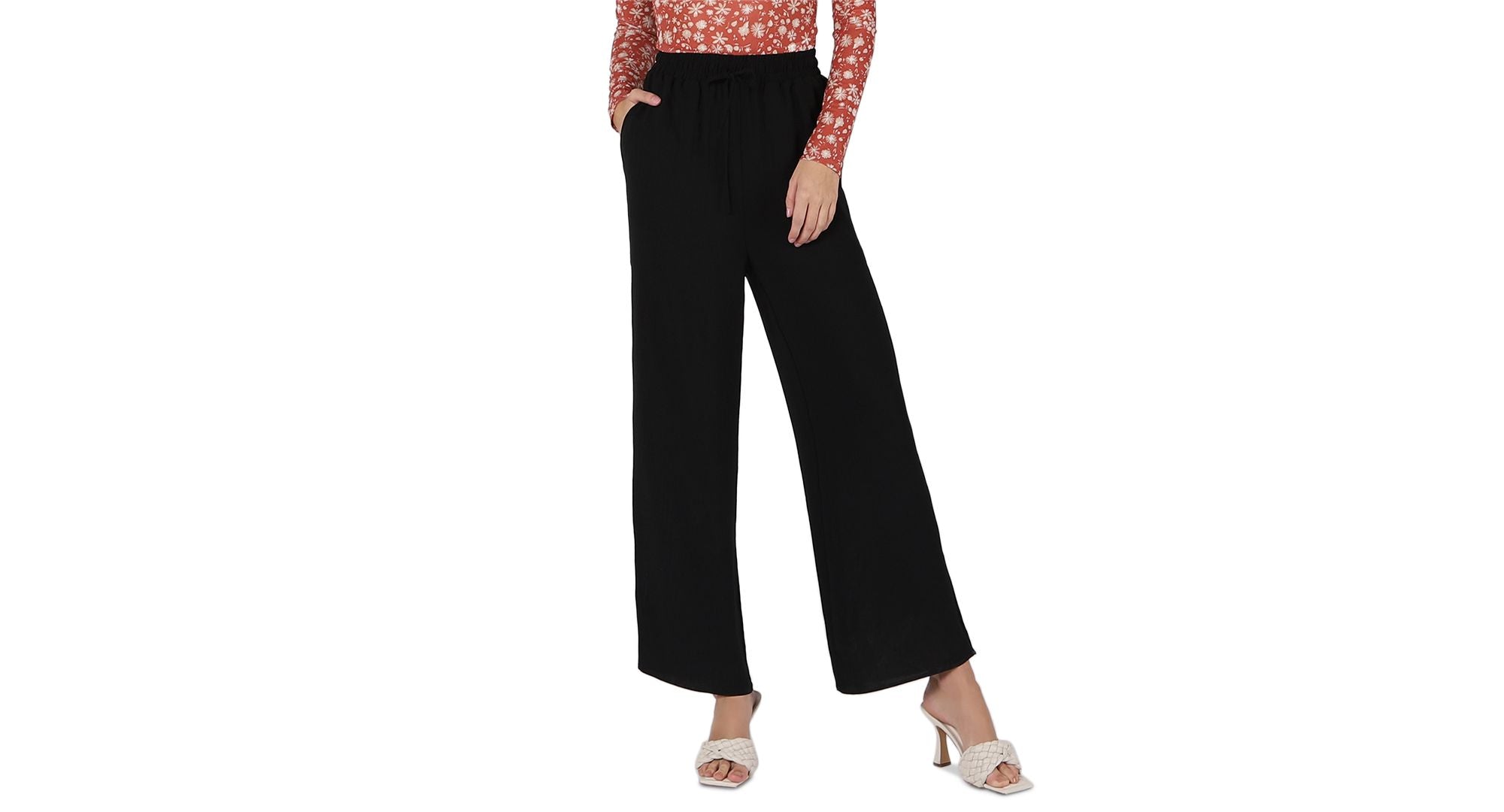 Black Tape Womens Wide Leg Satin Pants