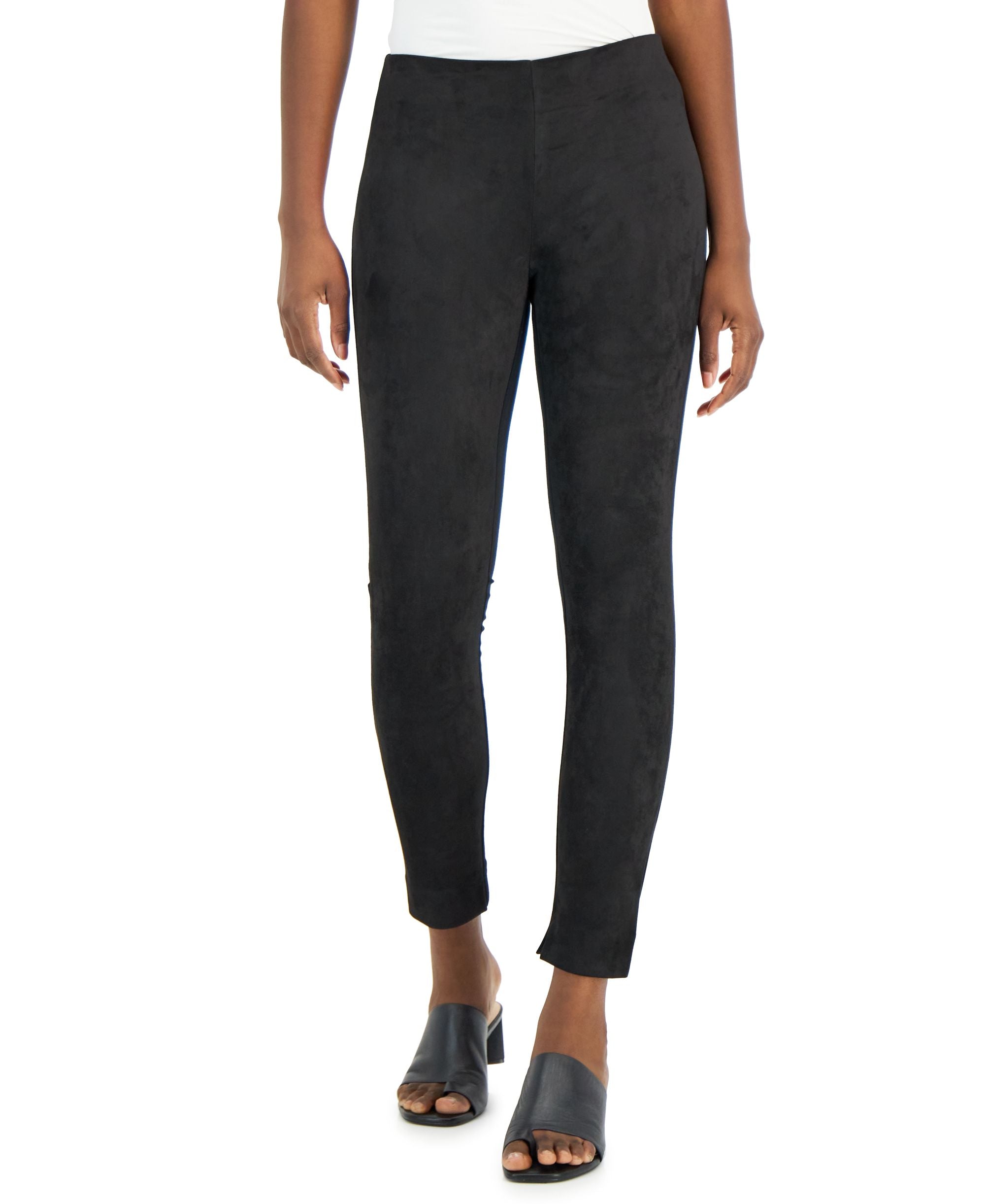 Alfani Womens Mixed Media Faux Suede Ankle Leggings