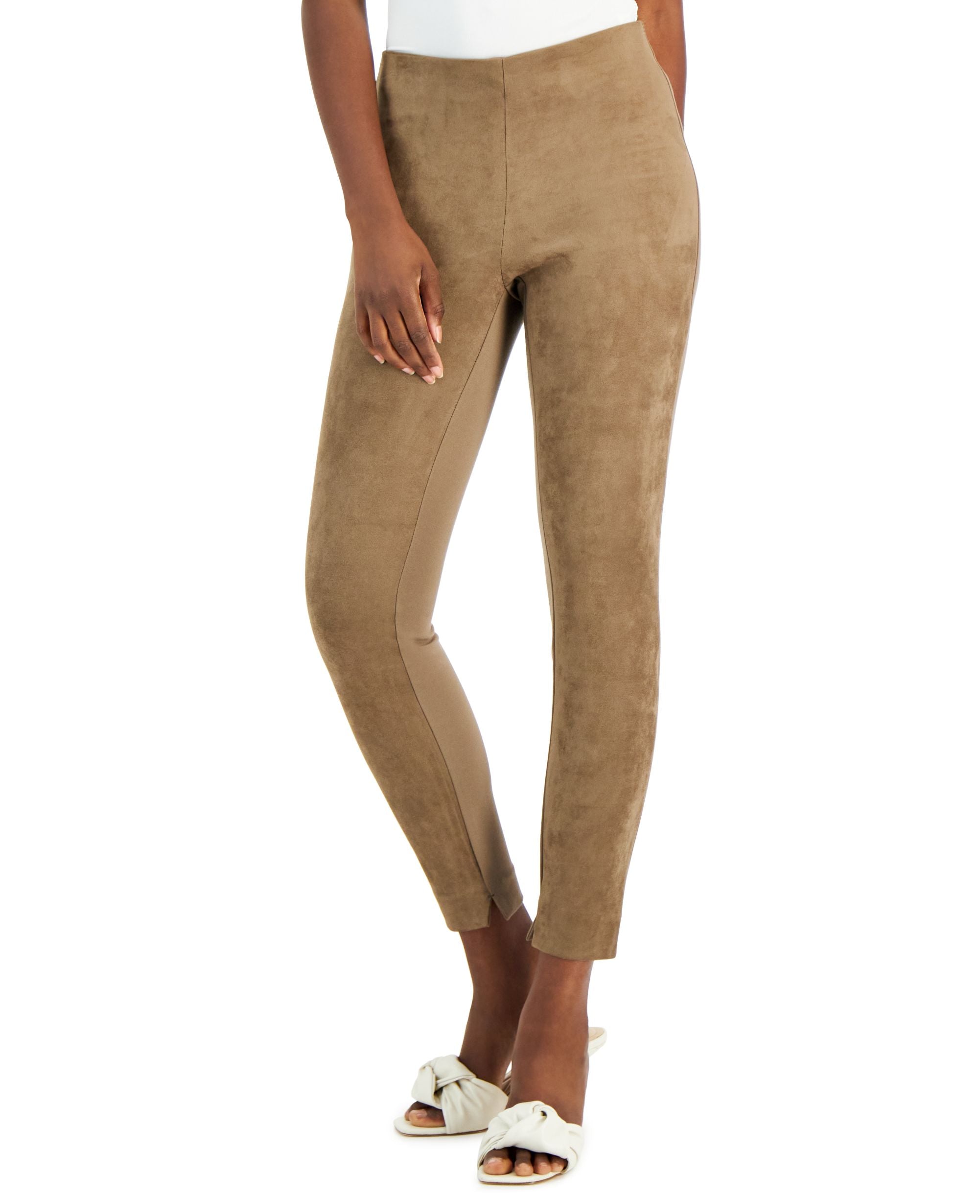 Alfani Womens Mixed Media Faux Suede Ankle Leggings