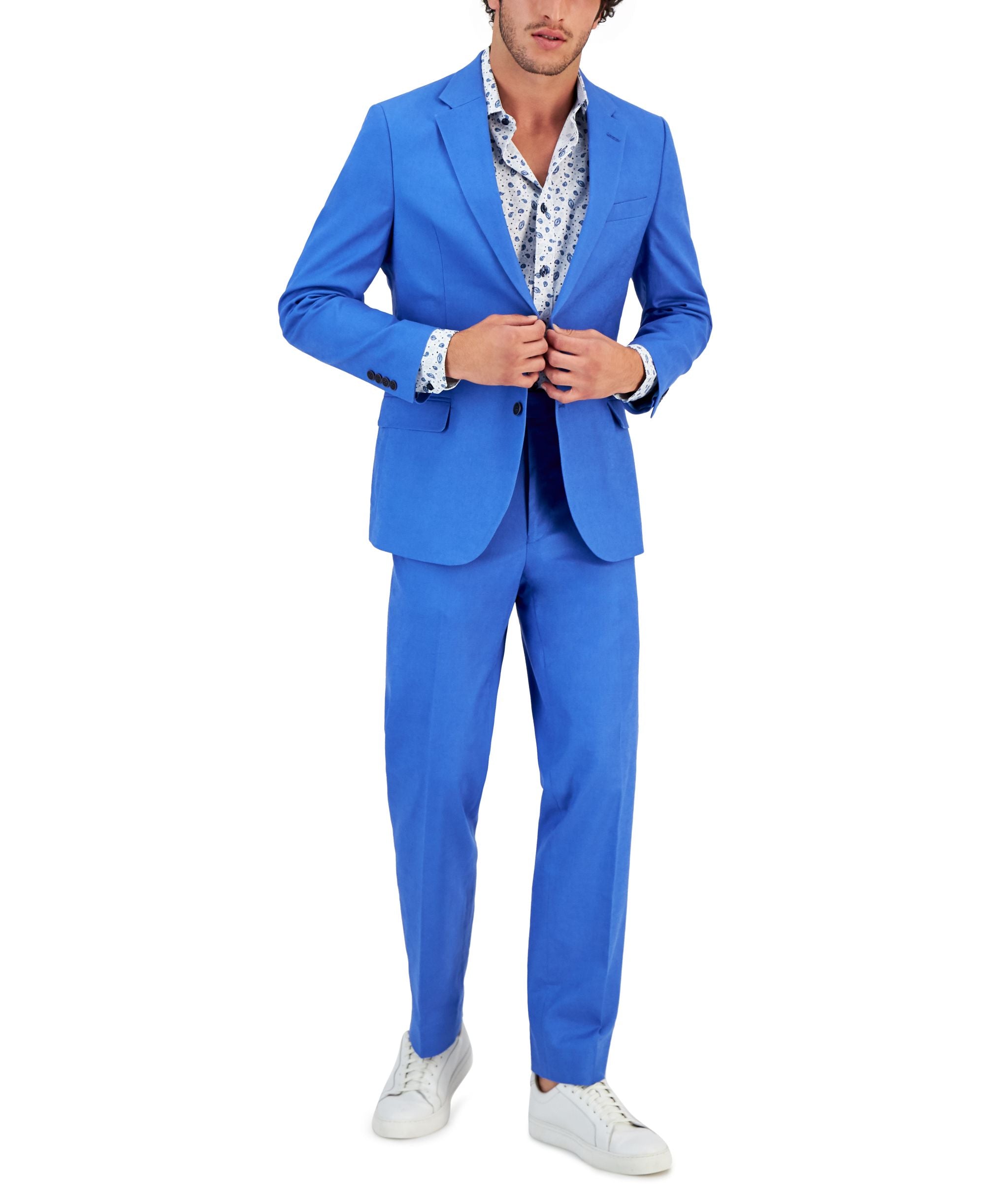 Men's Modern-Fit Cotton/Linen Blend Suit