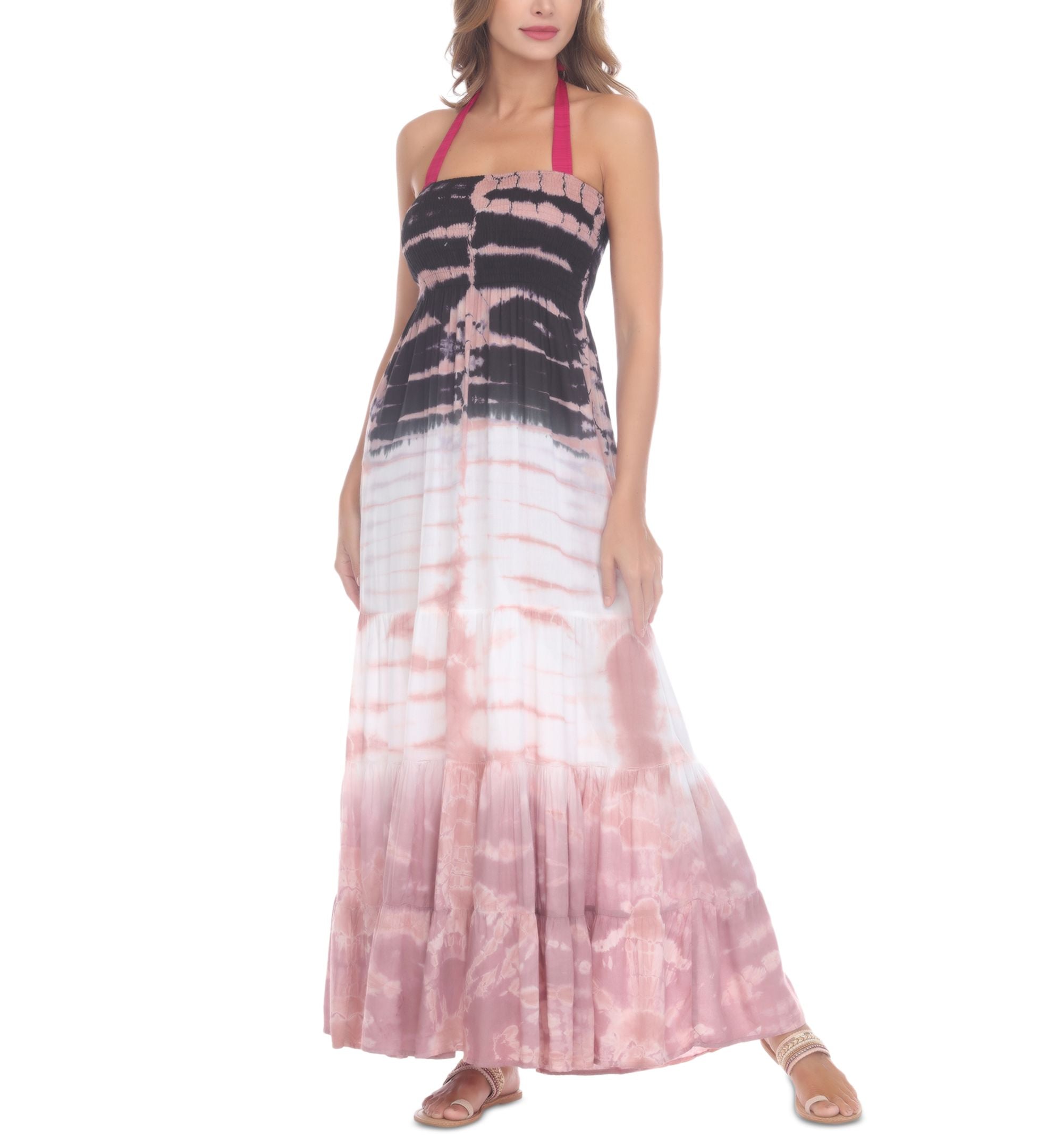 Juniors' Tiered Tie-Dyed Cover-Up Maxi Dress
