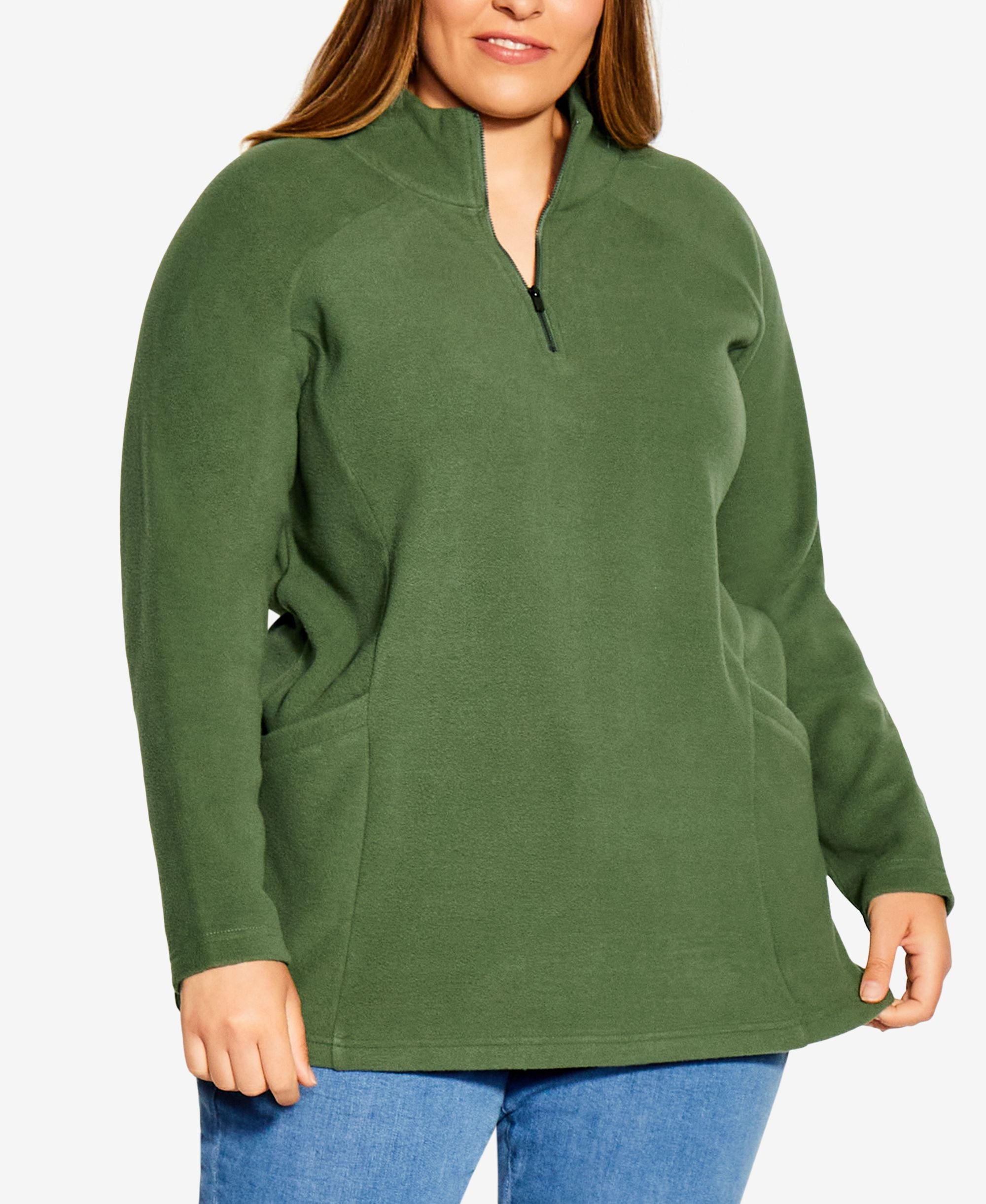 Plus Size Polar Fleece Pocket Tunic Top