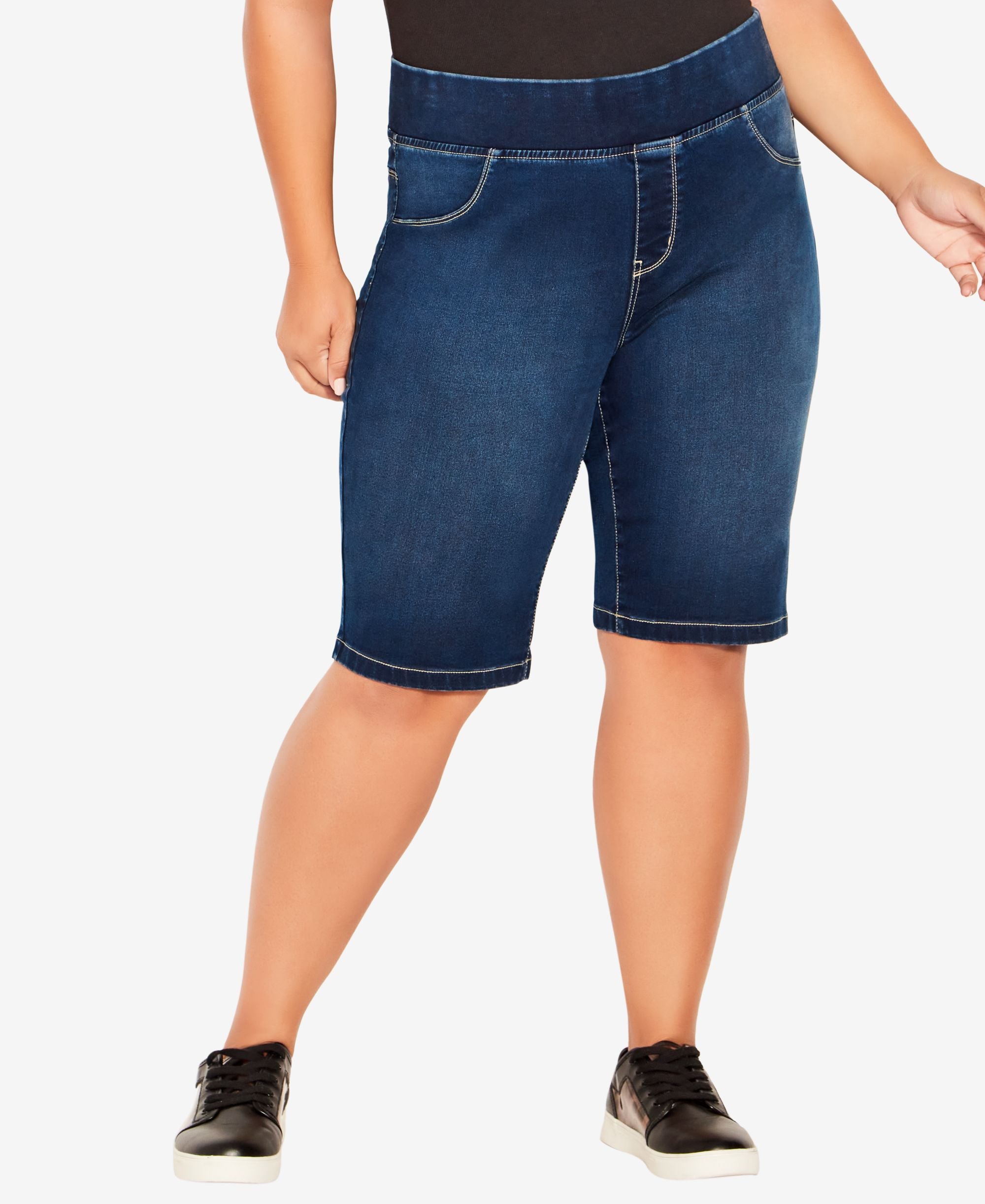 Avenue Plus Size Butter Denim Pull On Shorts