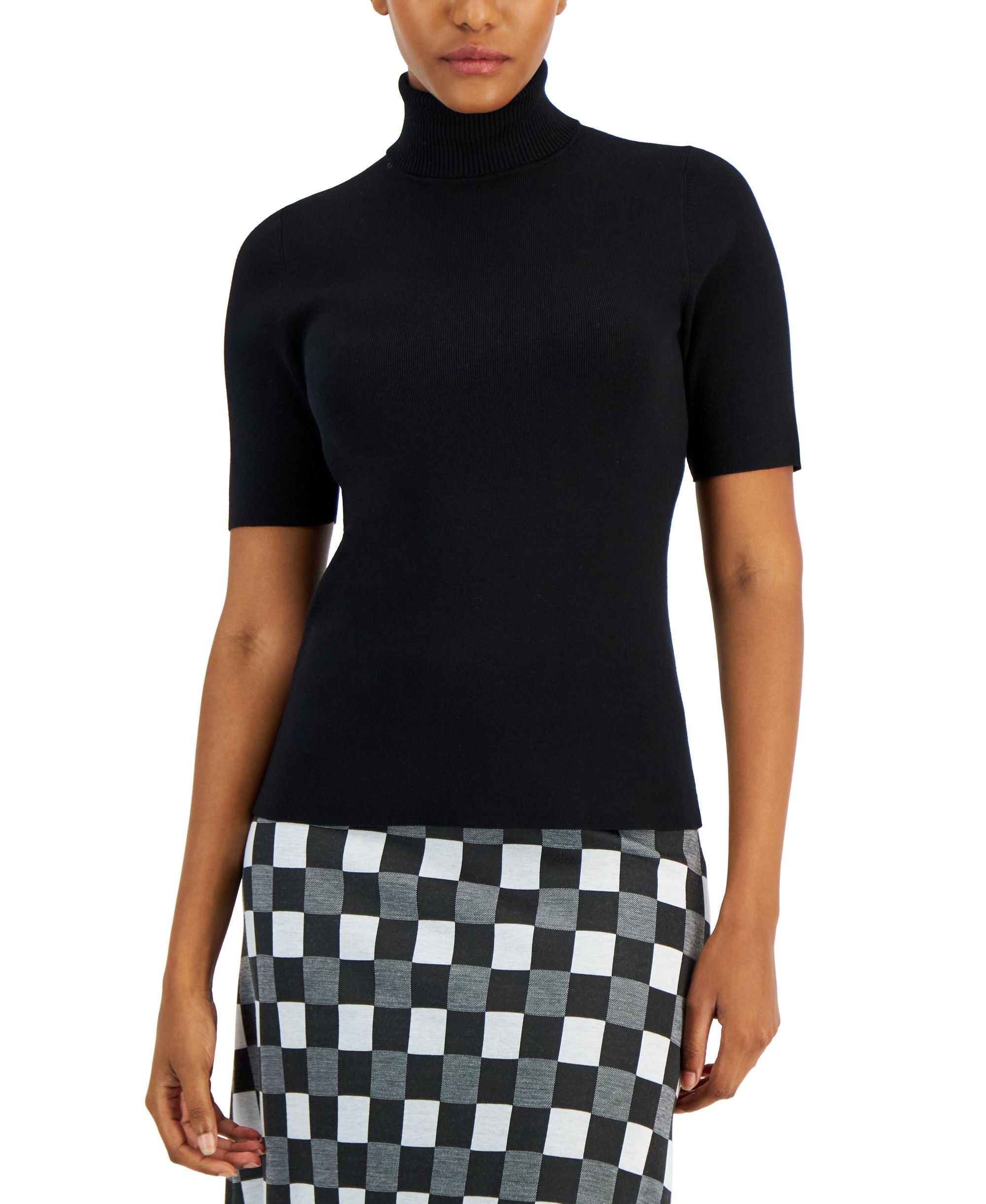 Petite Half-Sleeve Turtleneck Sweater