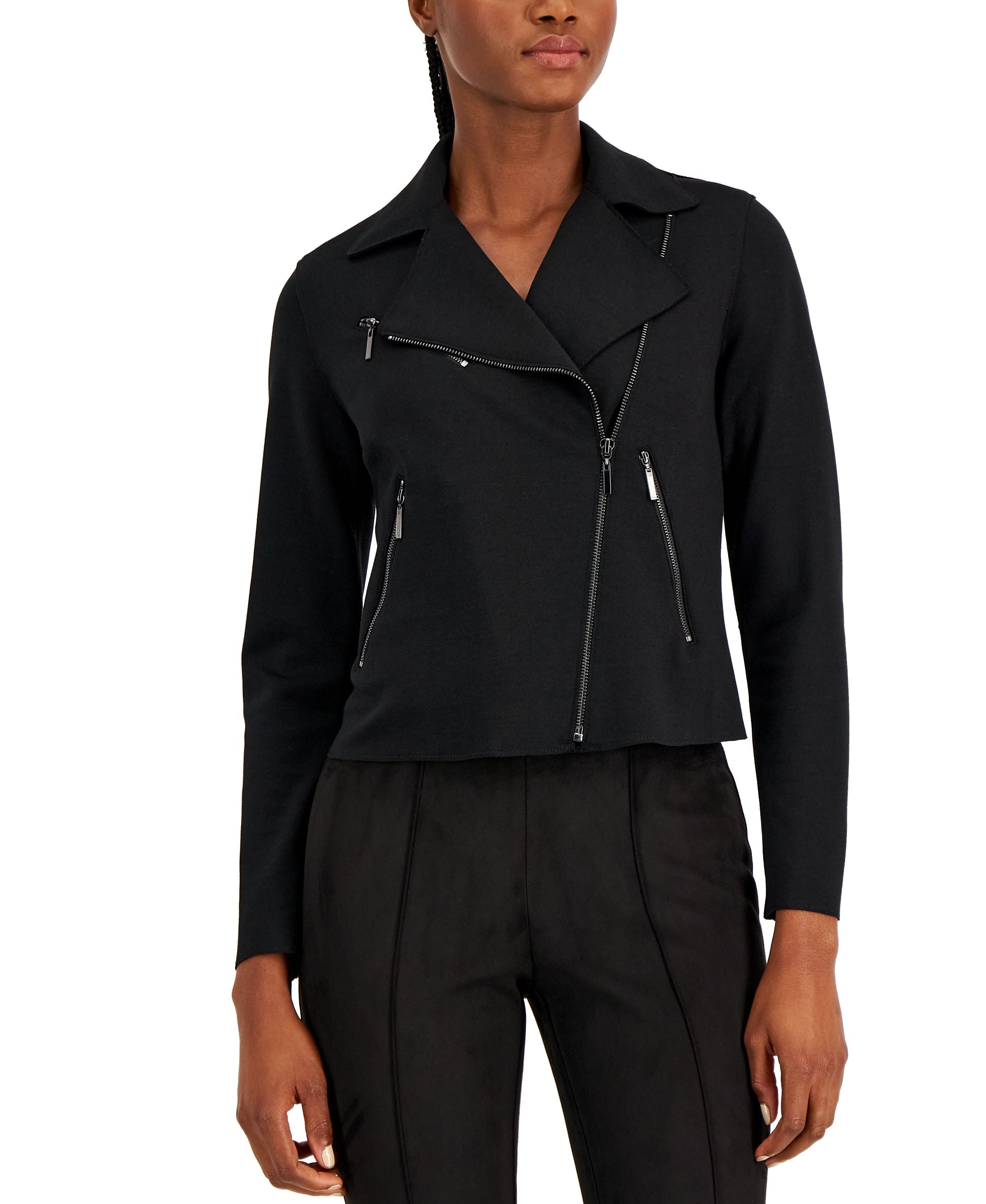 Petite Zip-Front Moto Jacket