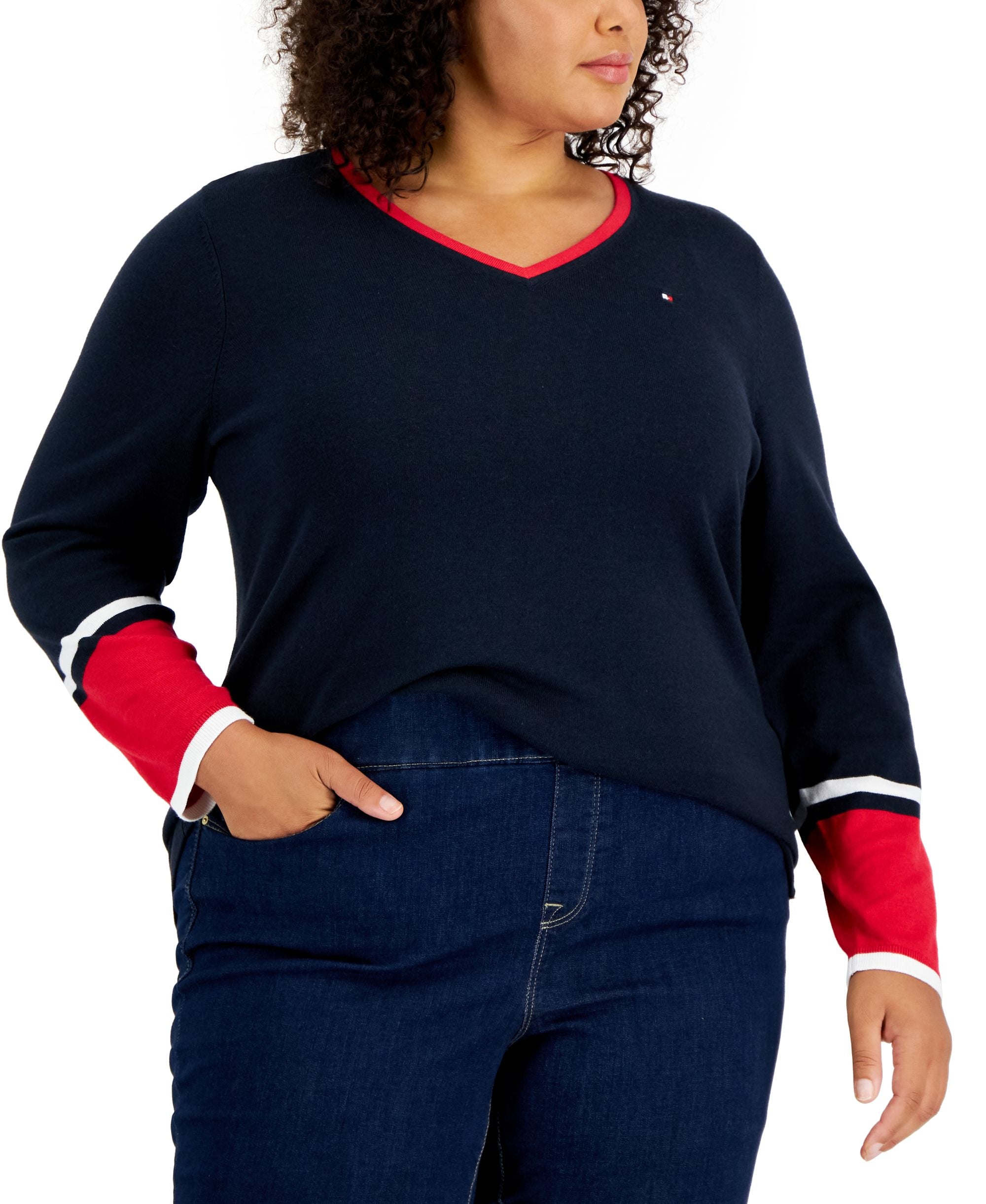 Tommy Hilfiger Plus Size Ivy Cotton Long Sleeve Sweater