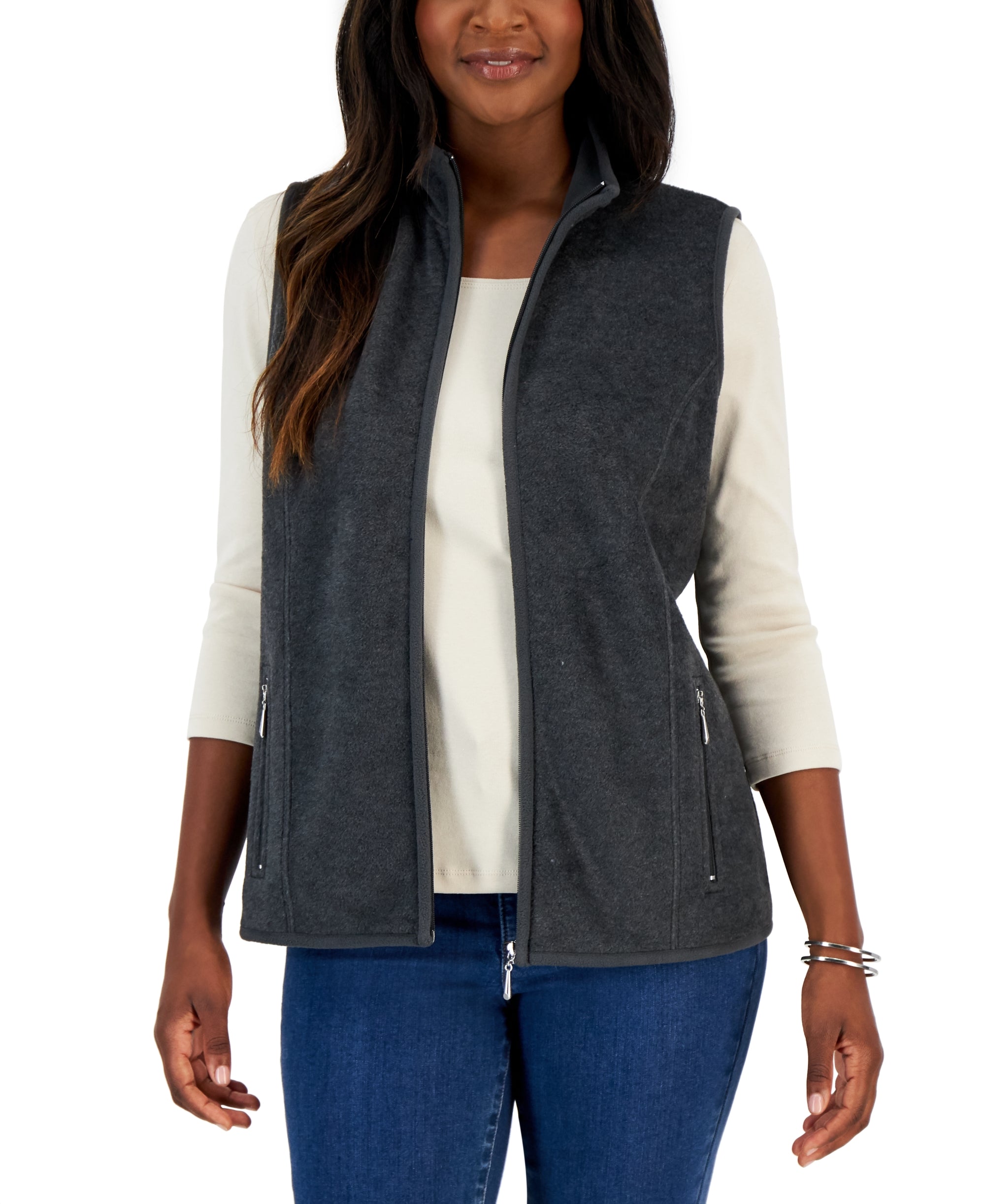 Petite Princess-Seam Zeroproof Zip-Front Vest