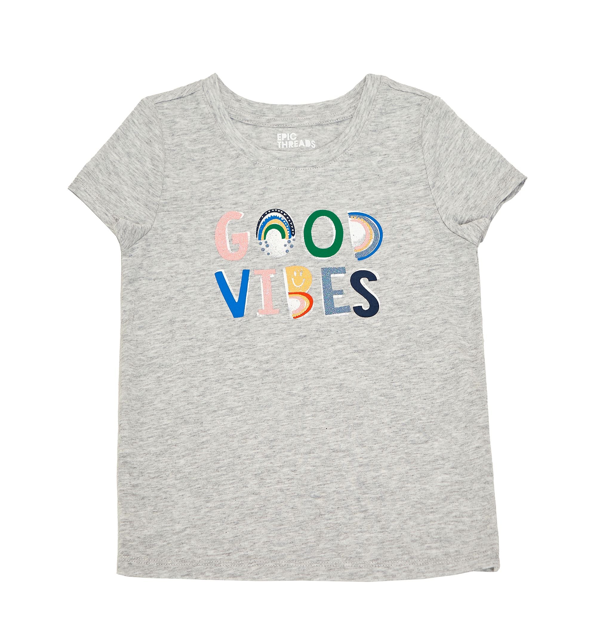 Little Girls Good Vibes Graphic T-Shirt