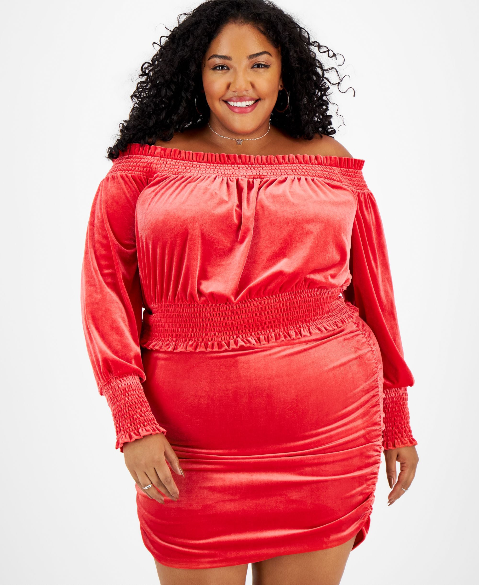 Plus Size Long Sleeve Off The Shoulder Top