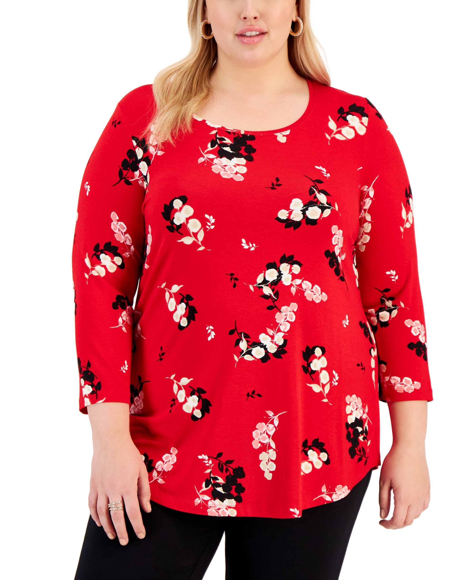 JM Collection Plus Size Printed Top