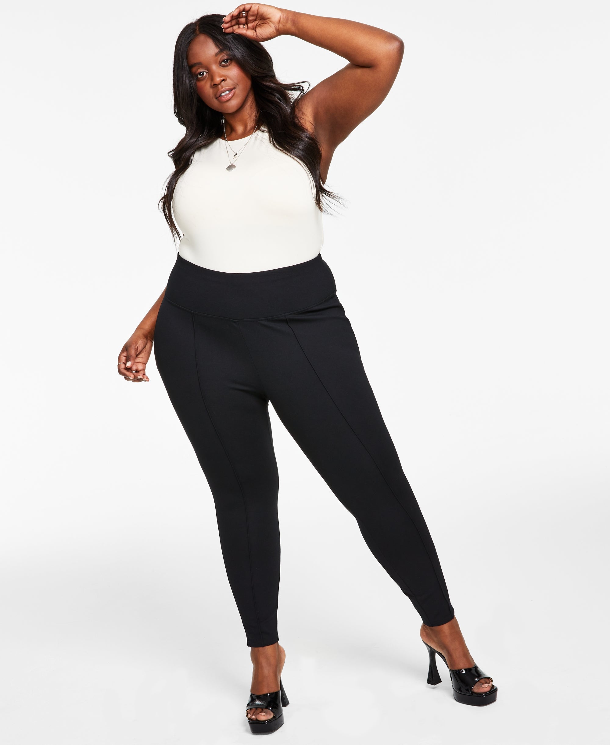 Trendy Plus Size High-Waist Ponte Pants