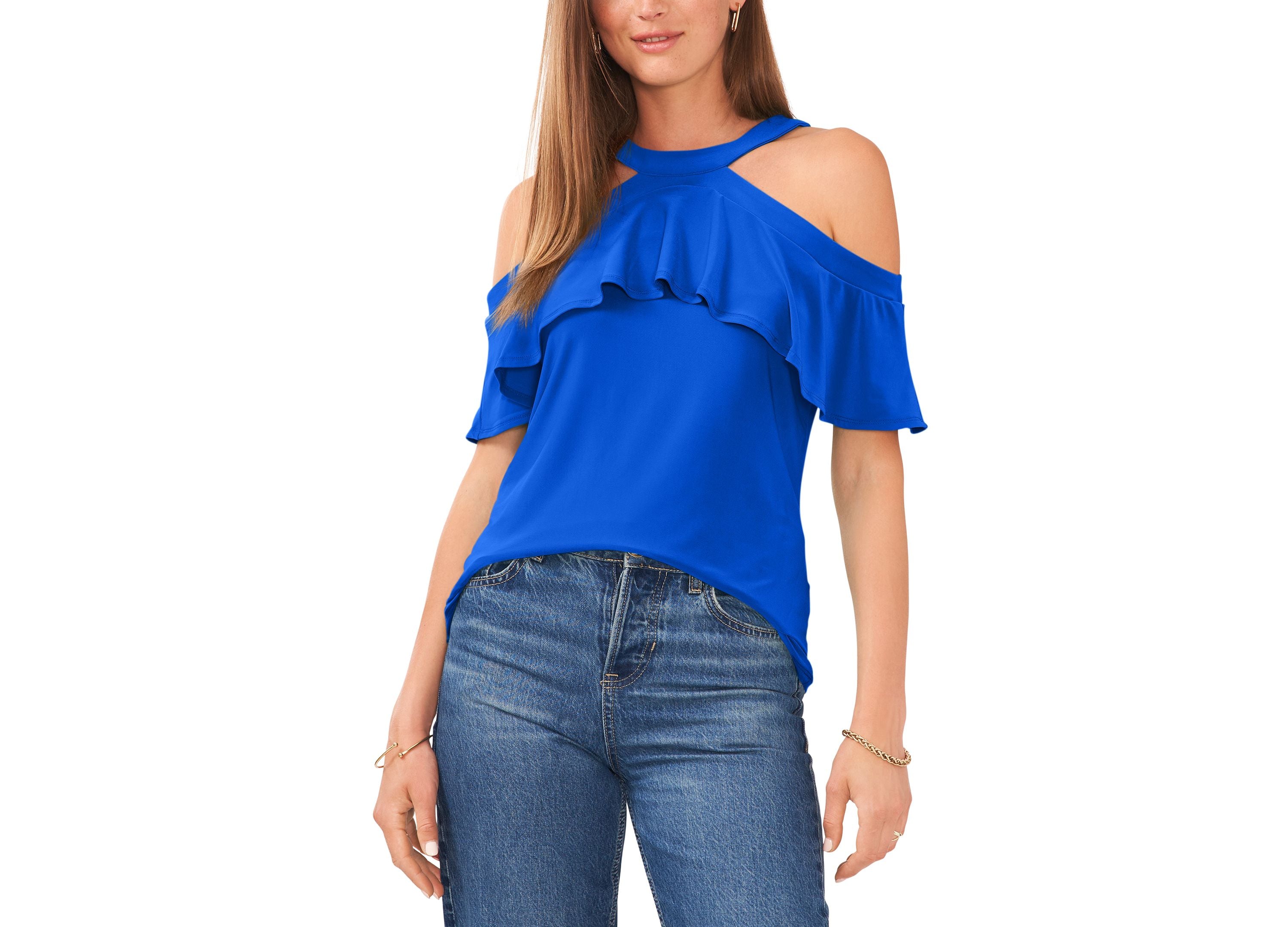 Ruffled Cold-Shoulder Top