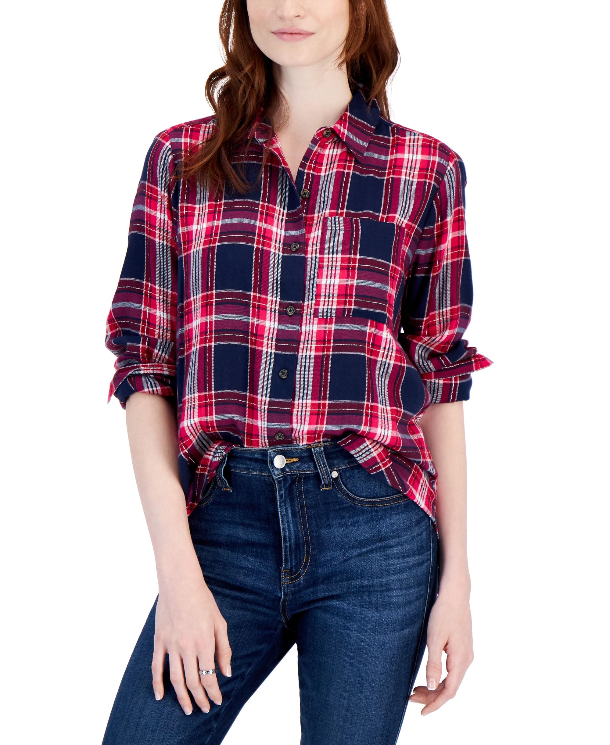 Style & Co Petite Plaid Perfect Shirt