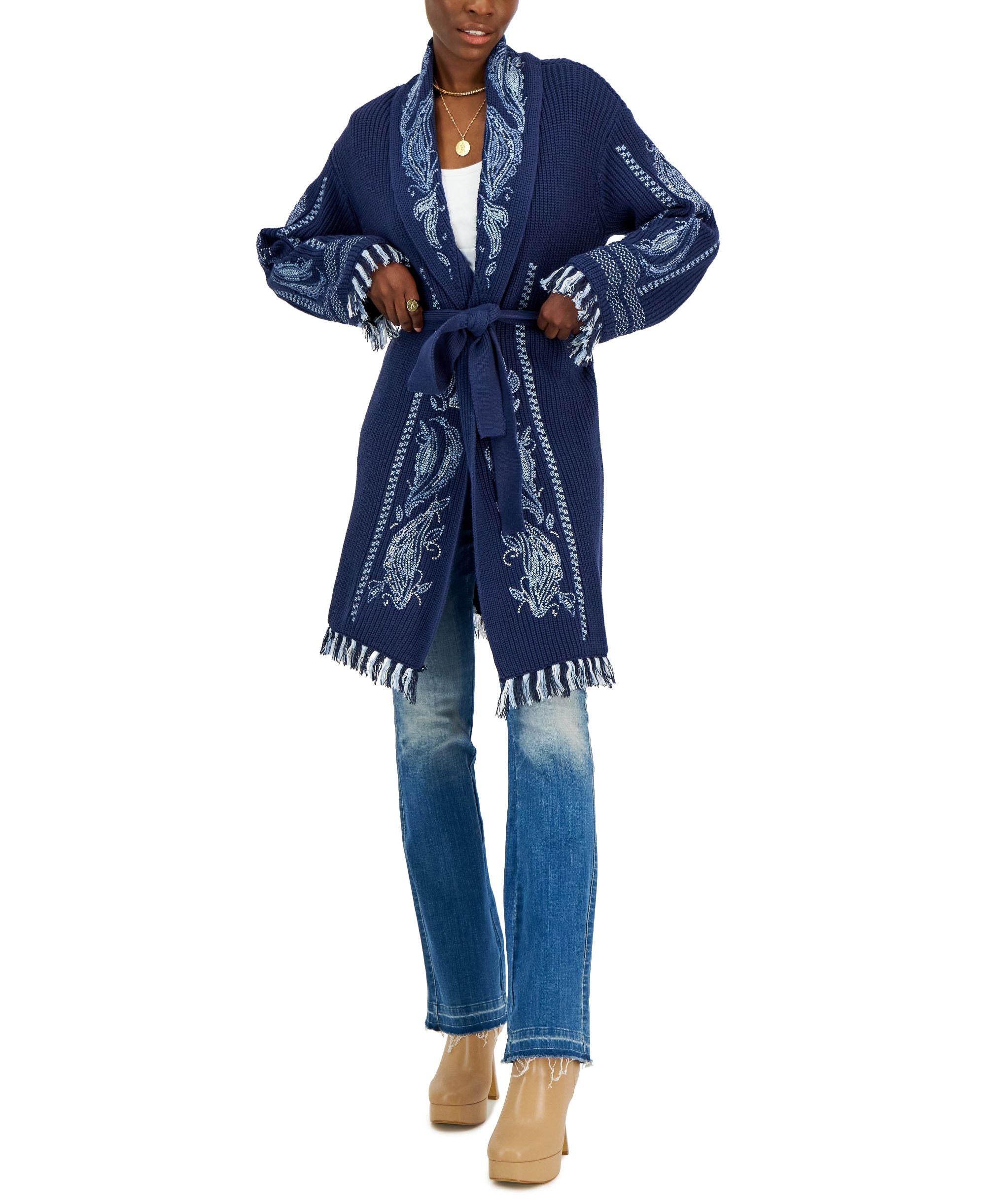 INC International Concepts Embroidered Cardigan2
