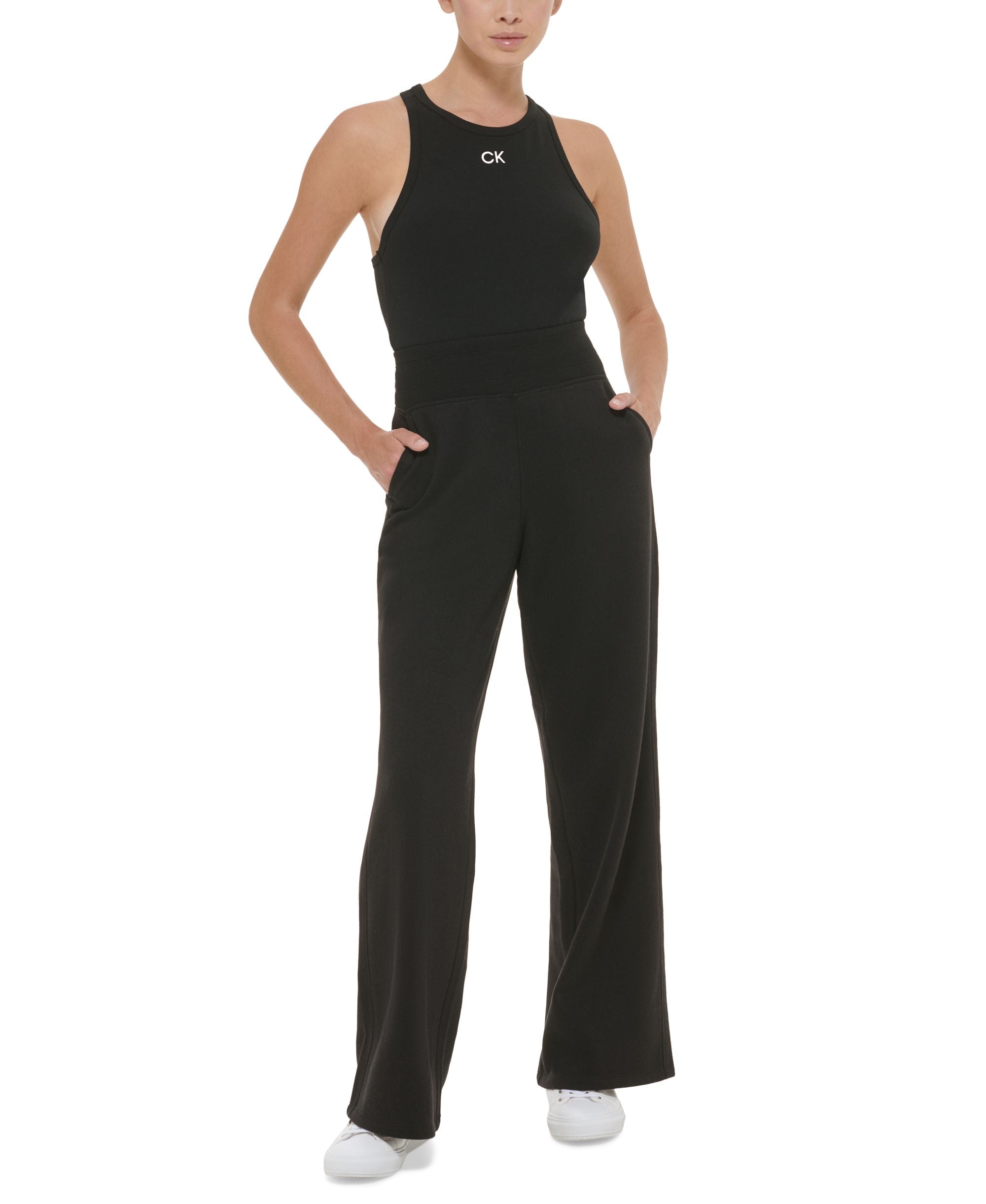 Calvin Klein Performance Womens Wide Leg Fleece High Waist Pant