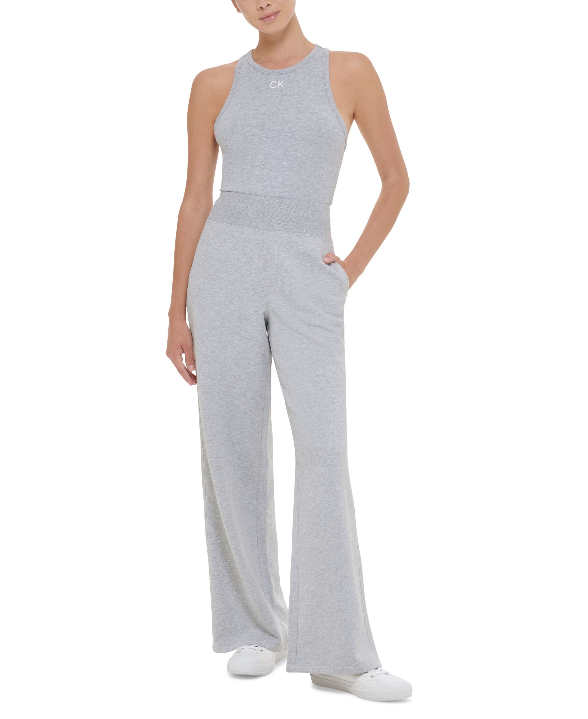 Calvin Klein Performance Womens Wide Leg Fleece High Waist Pant