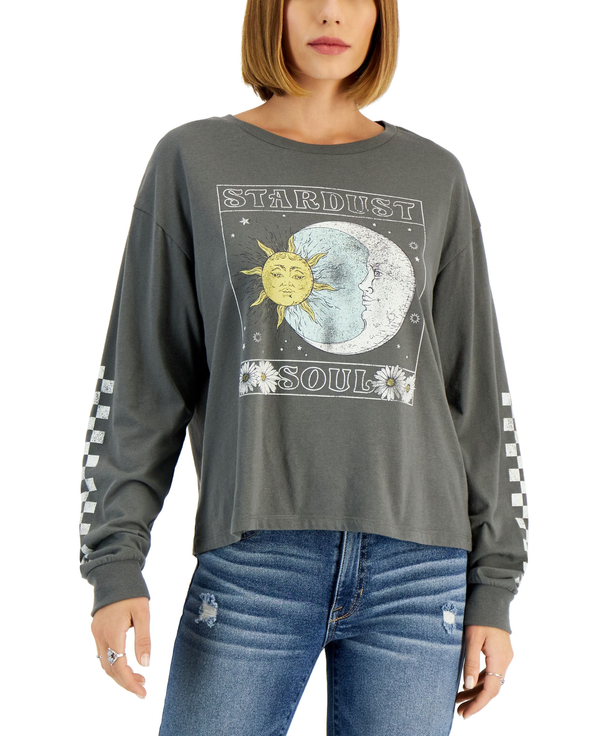 Juniors' Stardust Soul Graphic Long-Sleeve T-Shirt