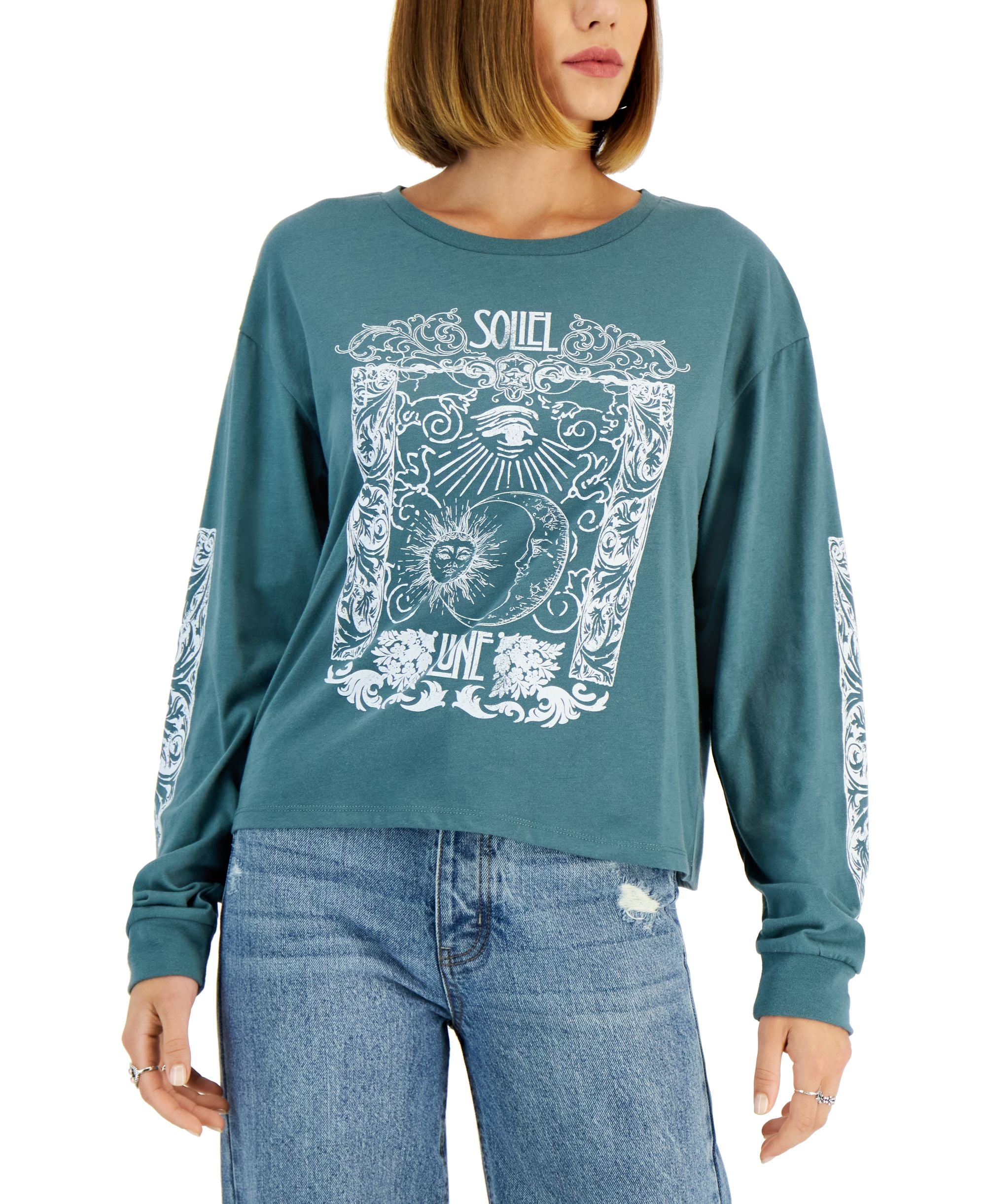 Juniors' Celestial Graphic Long-Sleeve T-Shirt