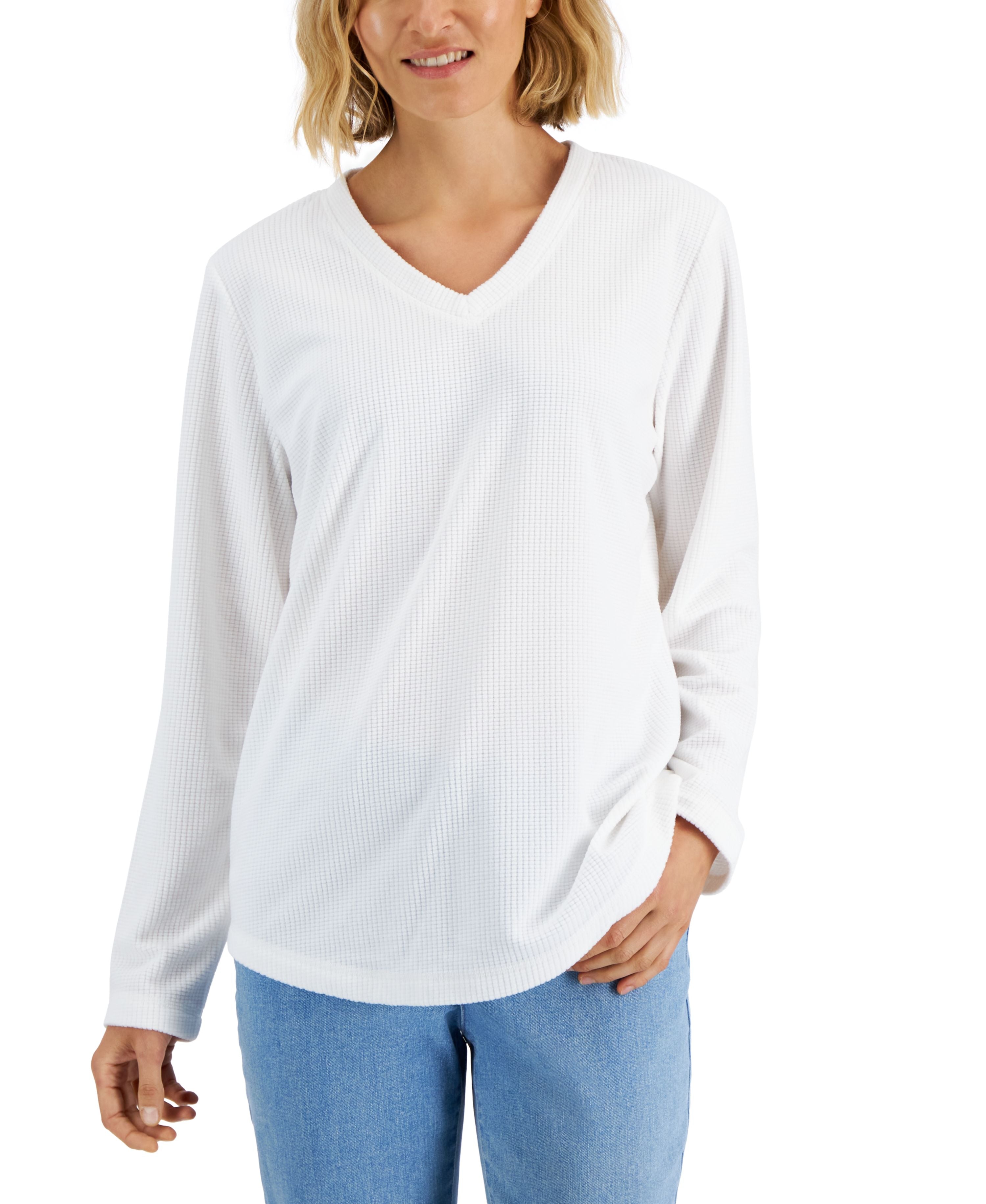 Women's Textured Microfleece V-Neck Top