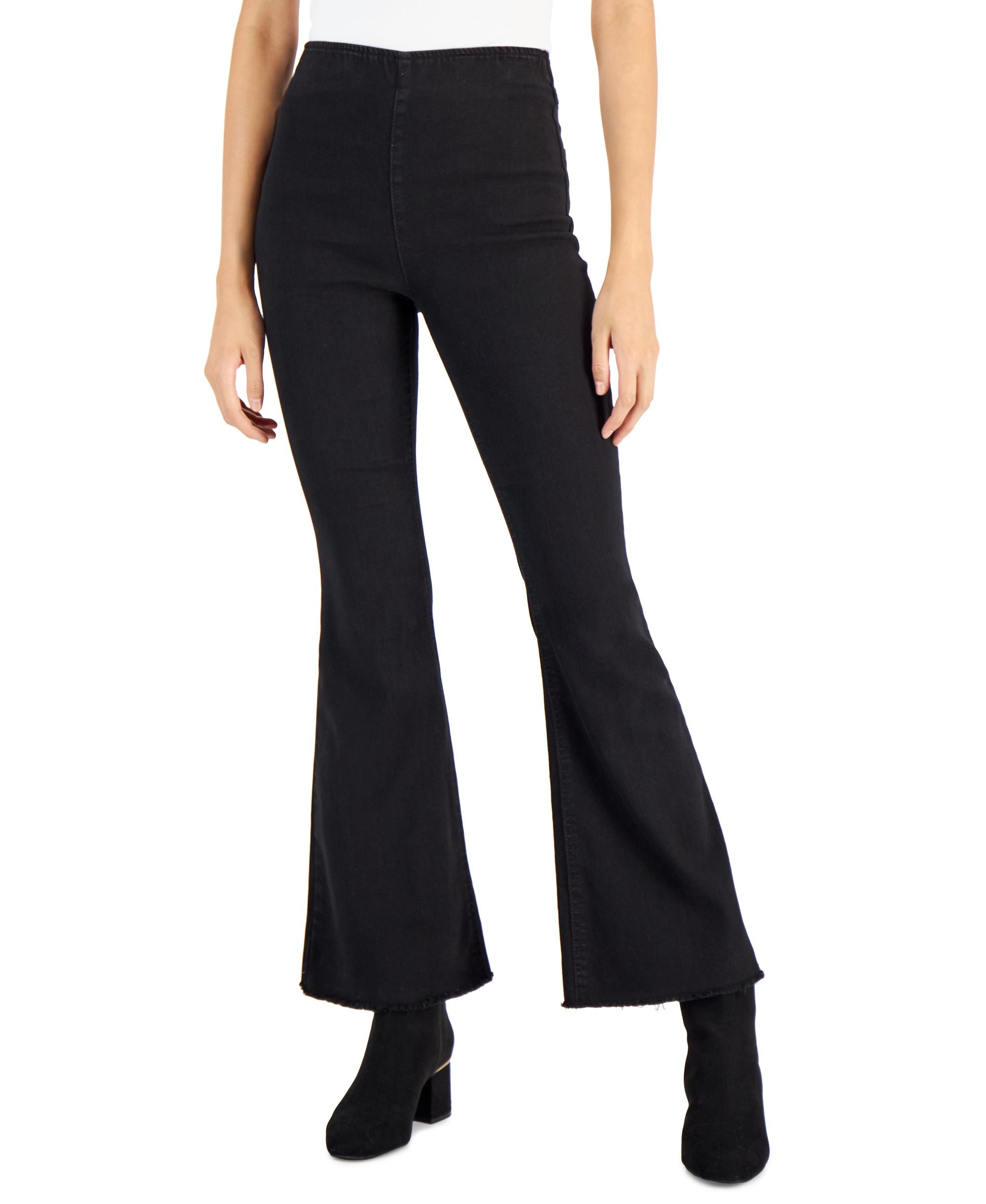 Tinsel Petite Pull On Distressed Flare Jeans