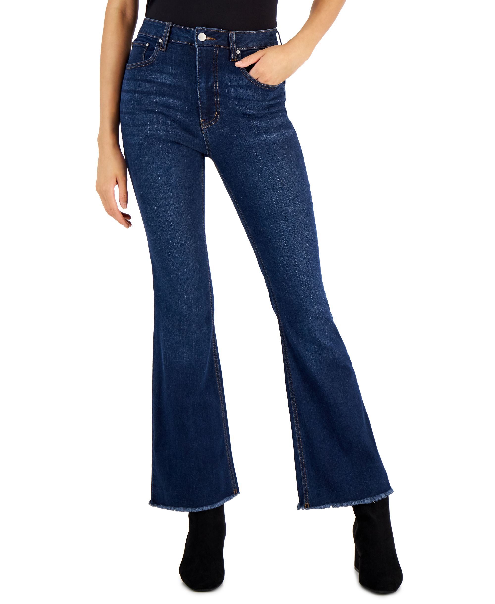 Tinsel Petite High Rise Distressed Flare Jeans